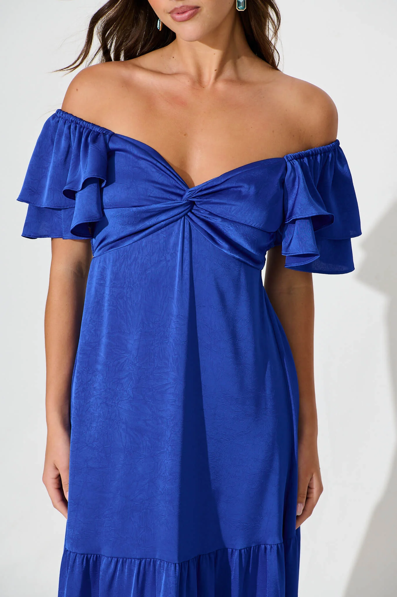 Constantine Maxi Dress In Cobalt Crinkle Satin - Image 5