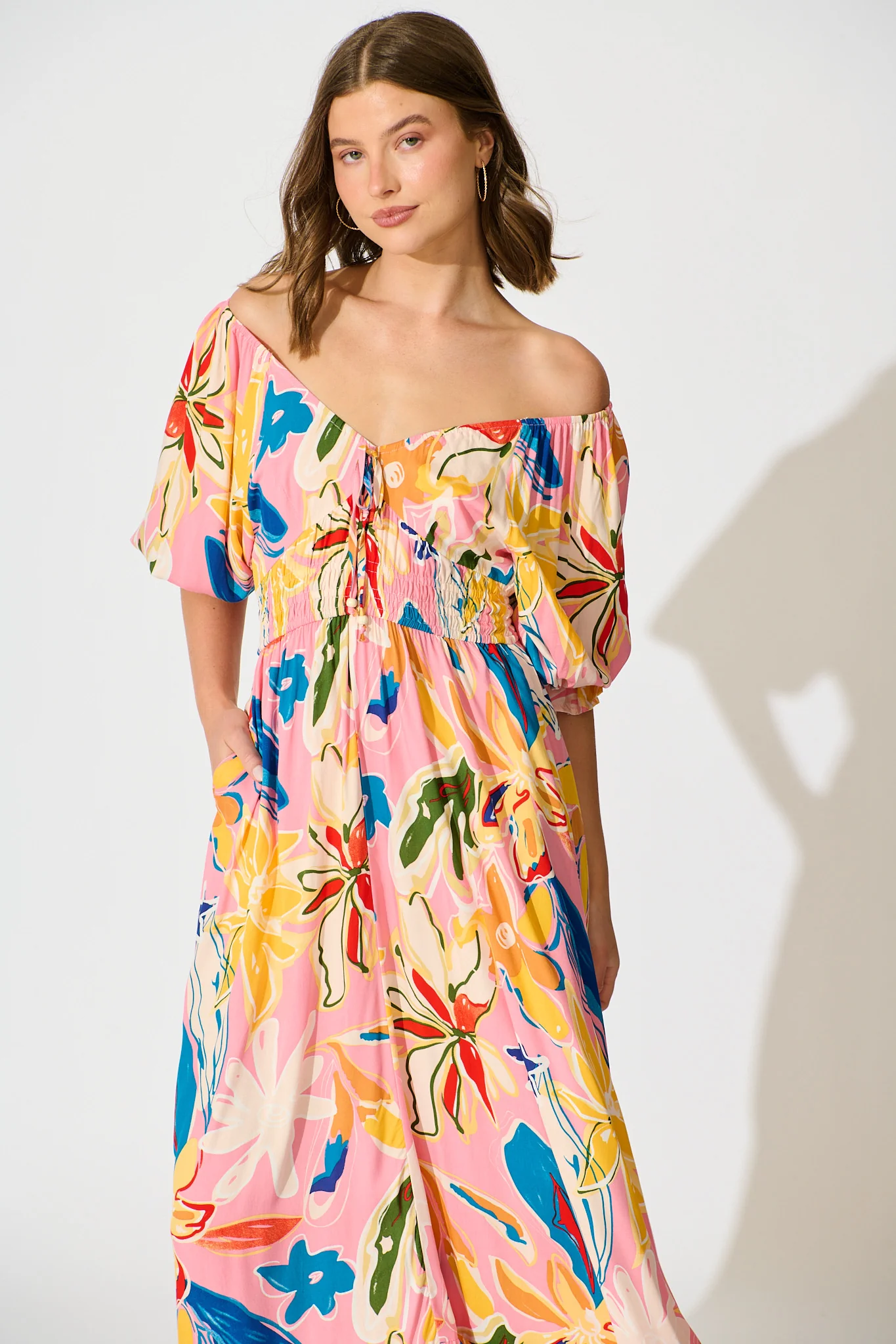 Corali Maxi Dress in Pink with Multi Print - Image 3
