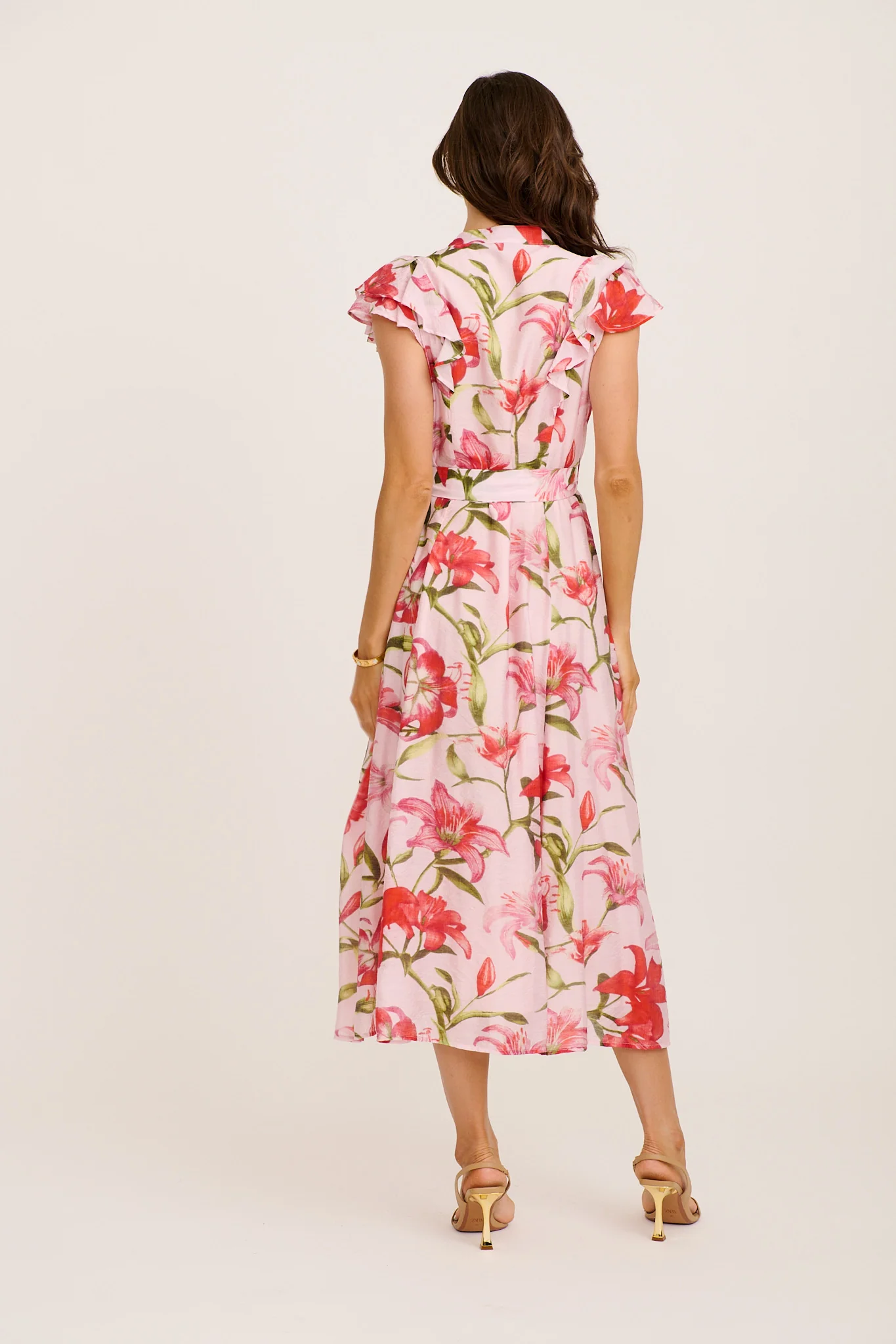 Cosmic Energy Midi Dress in Blush with Pink Floral - Image 4
