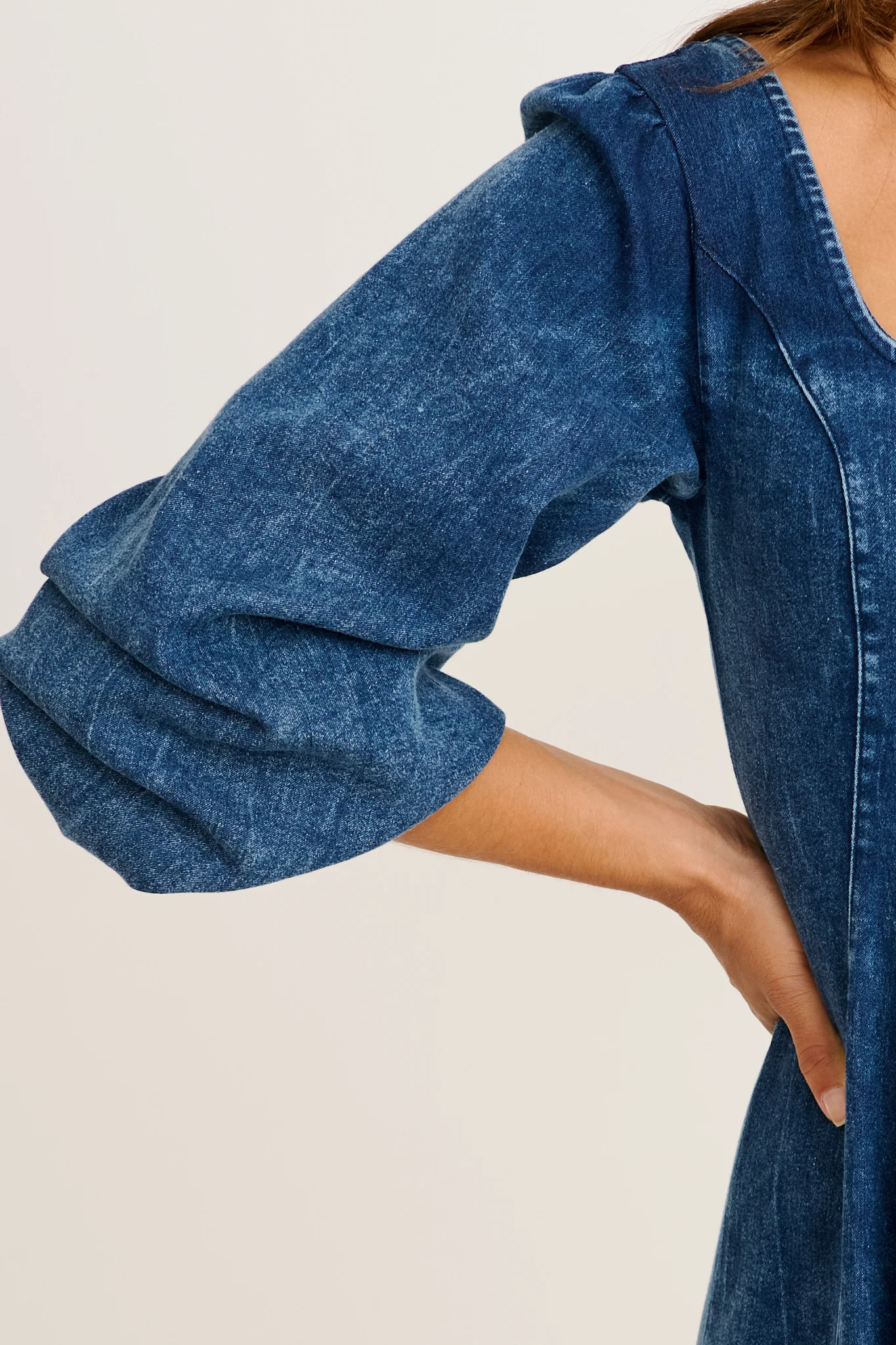 Cosmic Girl Midi Dress in Dark Blue Denim Wash - Image 10