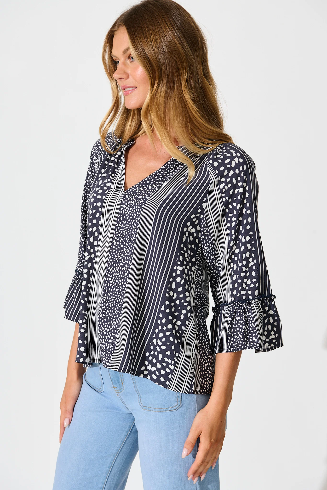 Costa Del Mar Top in Navy Spot and Stripe - Image 2