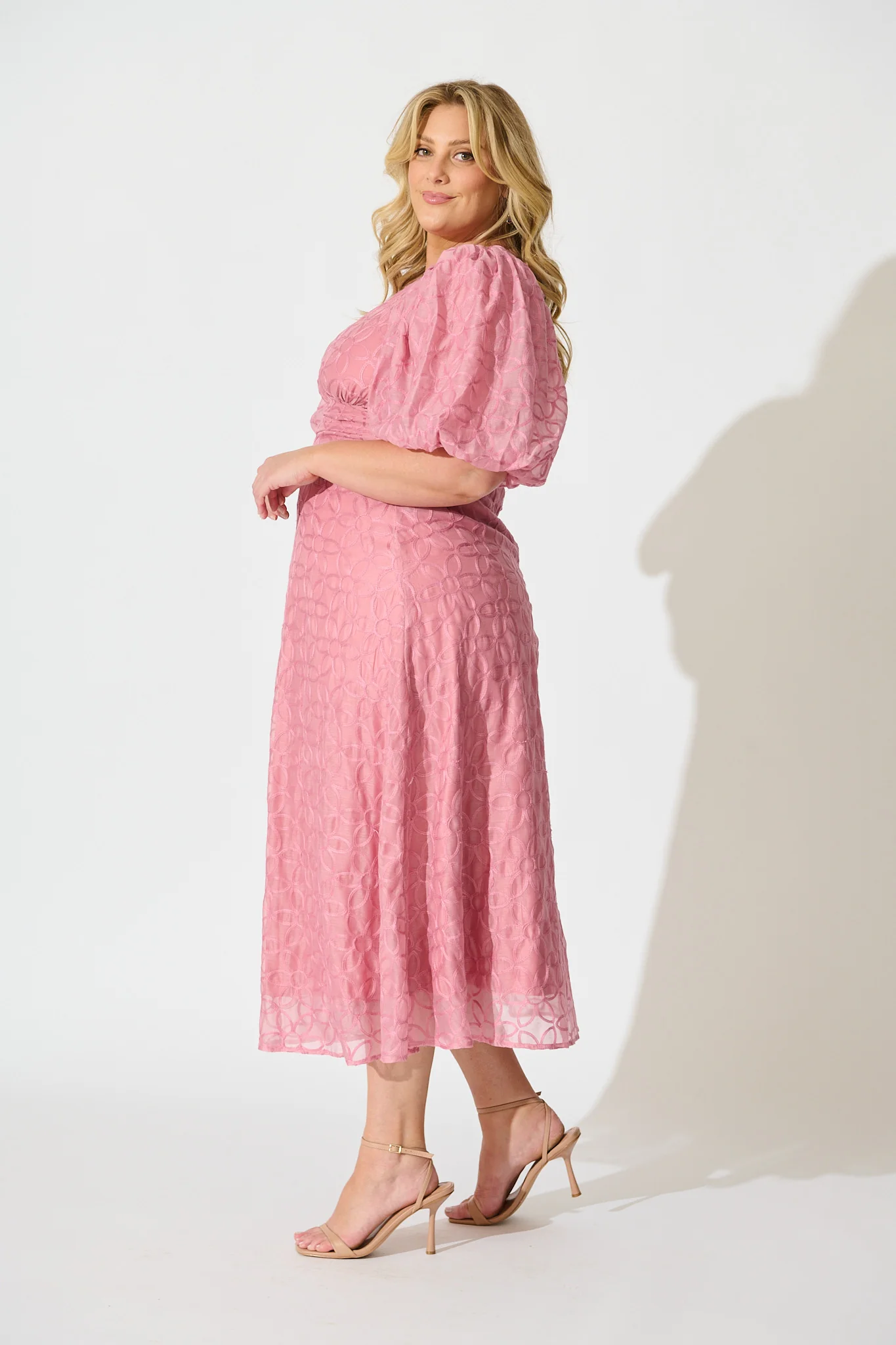 Countess Maxi Dress in Pink Embroidered Organza - Image 10
