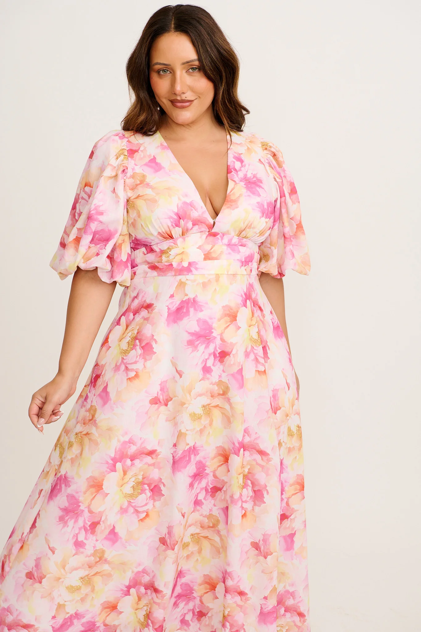 Countess Maxi Dress in Pink Floral Linen Blend - Image 6