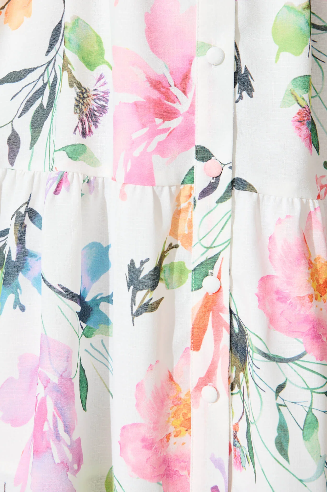 Courtney Shirt Dress In White With Multi Floral - Image 6