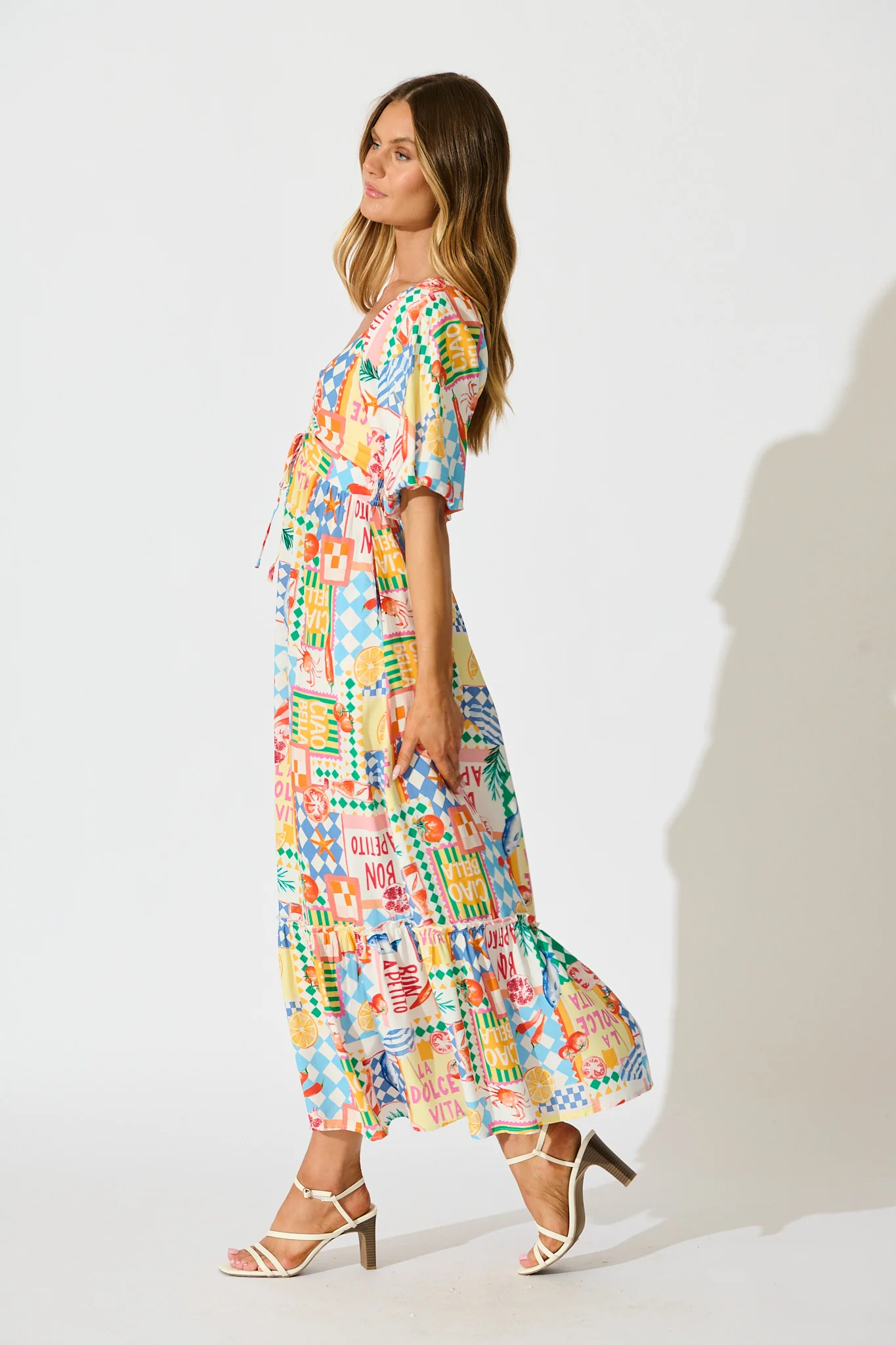 Coverdale Maxi Dress in White Multi Conversational Print - Image 5