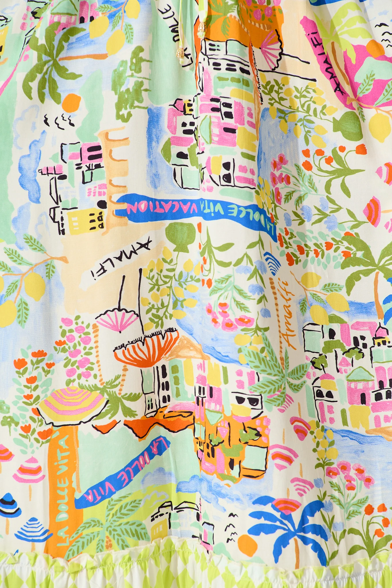 Coverdale Maxi Dress in White With Bright Multi Border Print - Image 7