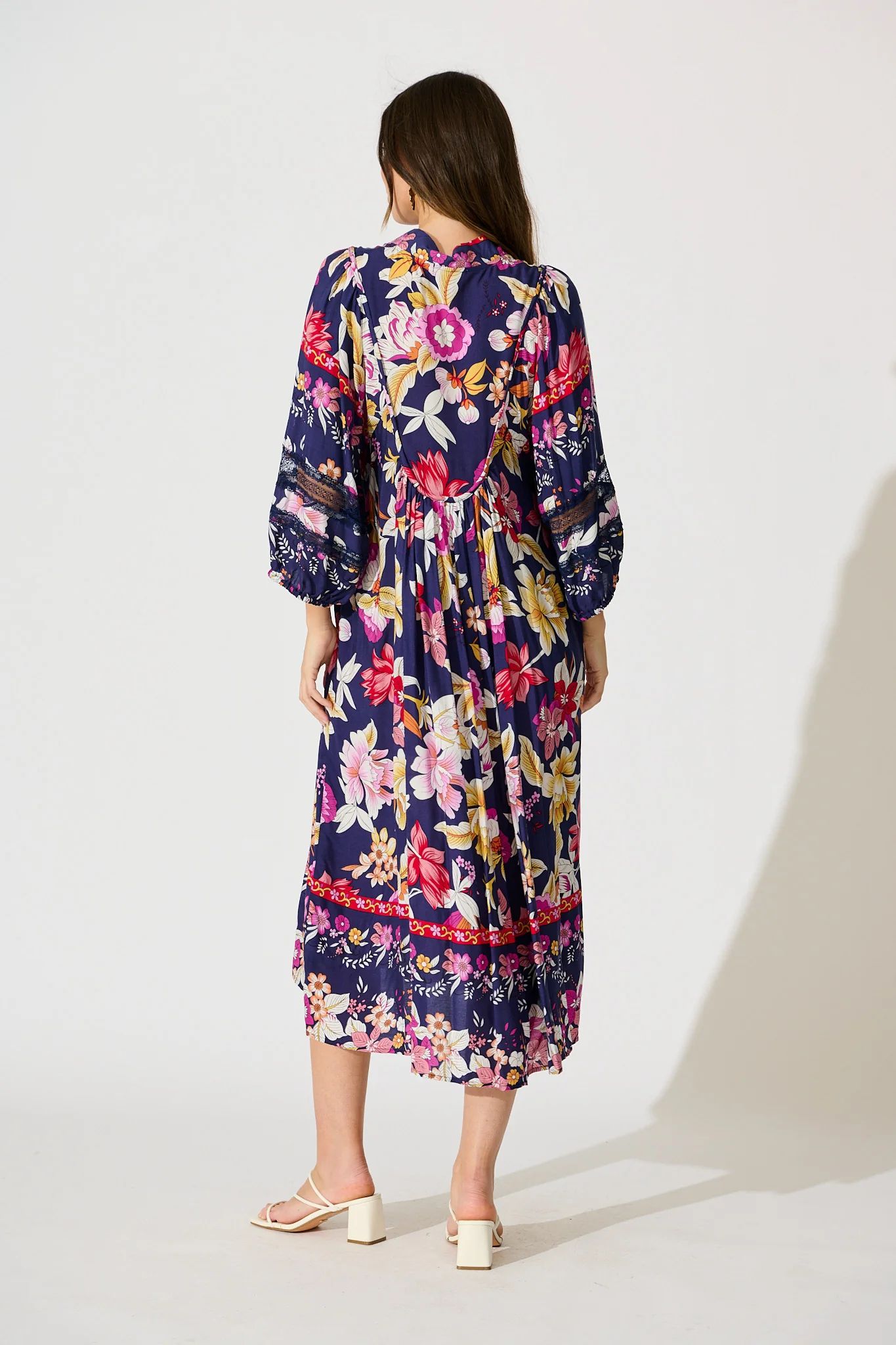 Covey Midi Dress in Navy with Multi Floral - Image 4