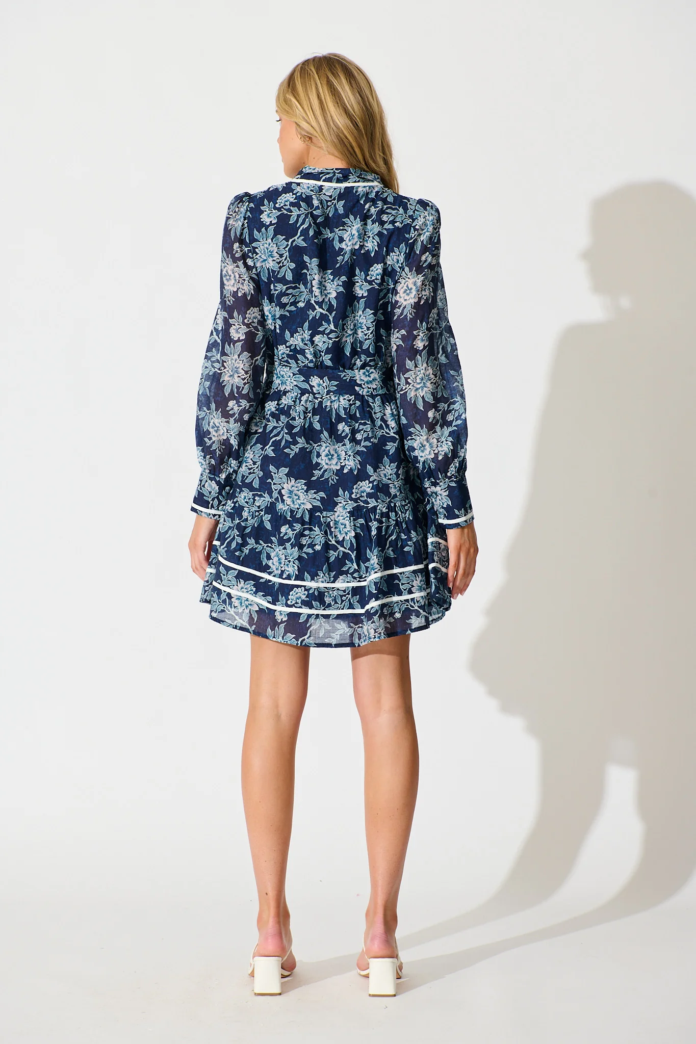 Cupids Kiss Dress in Navy Floral with Contrast Trim - Image 5
