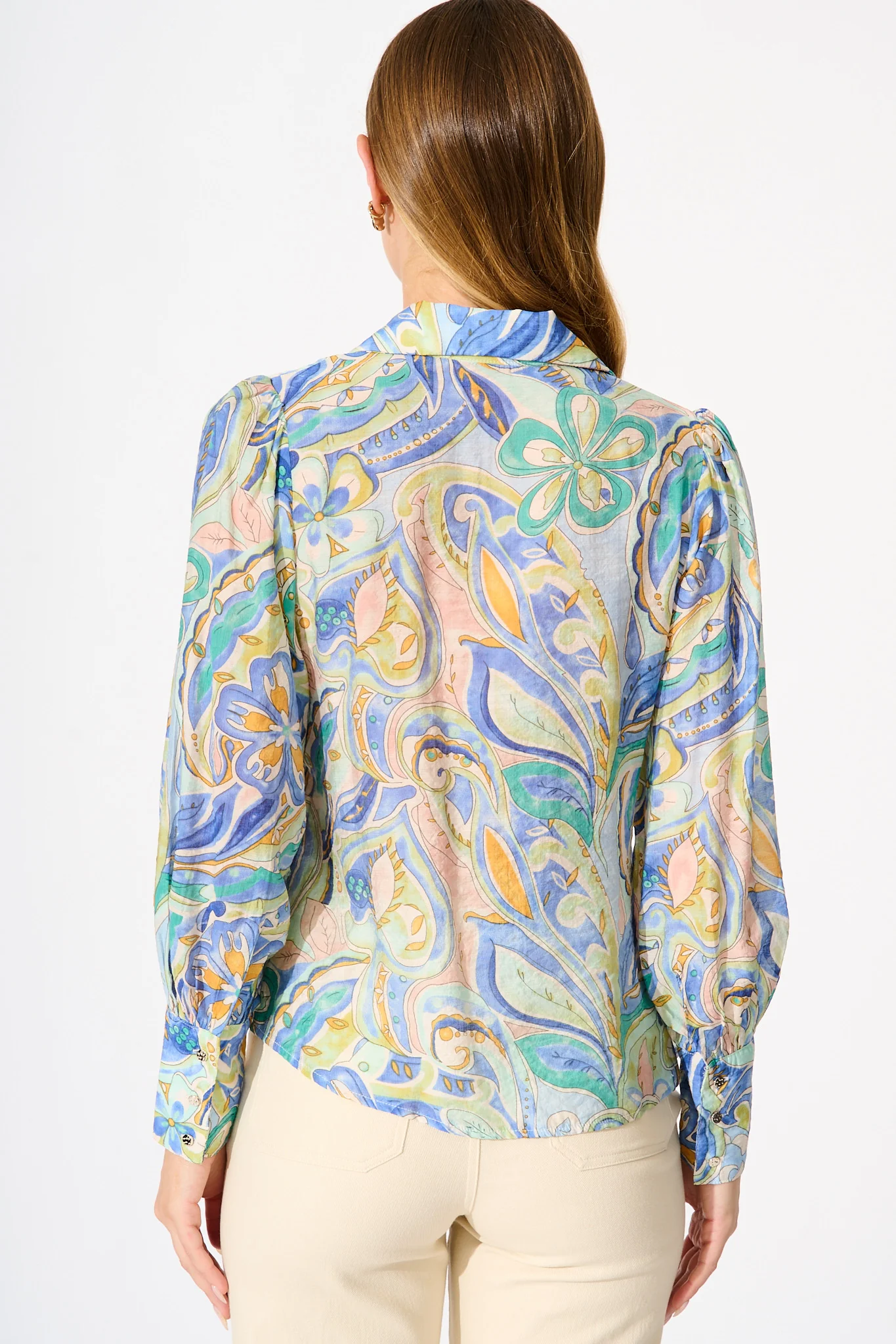Dahlia Shirt in Blue Multi Print - Image 3