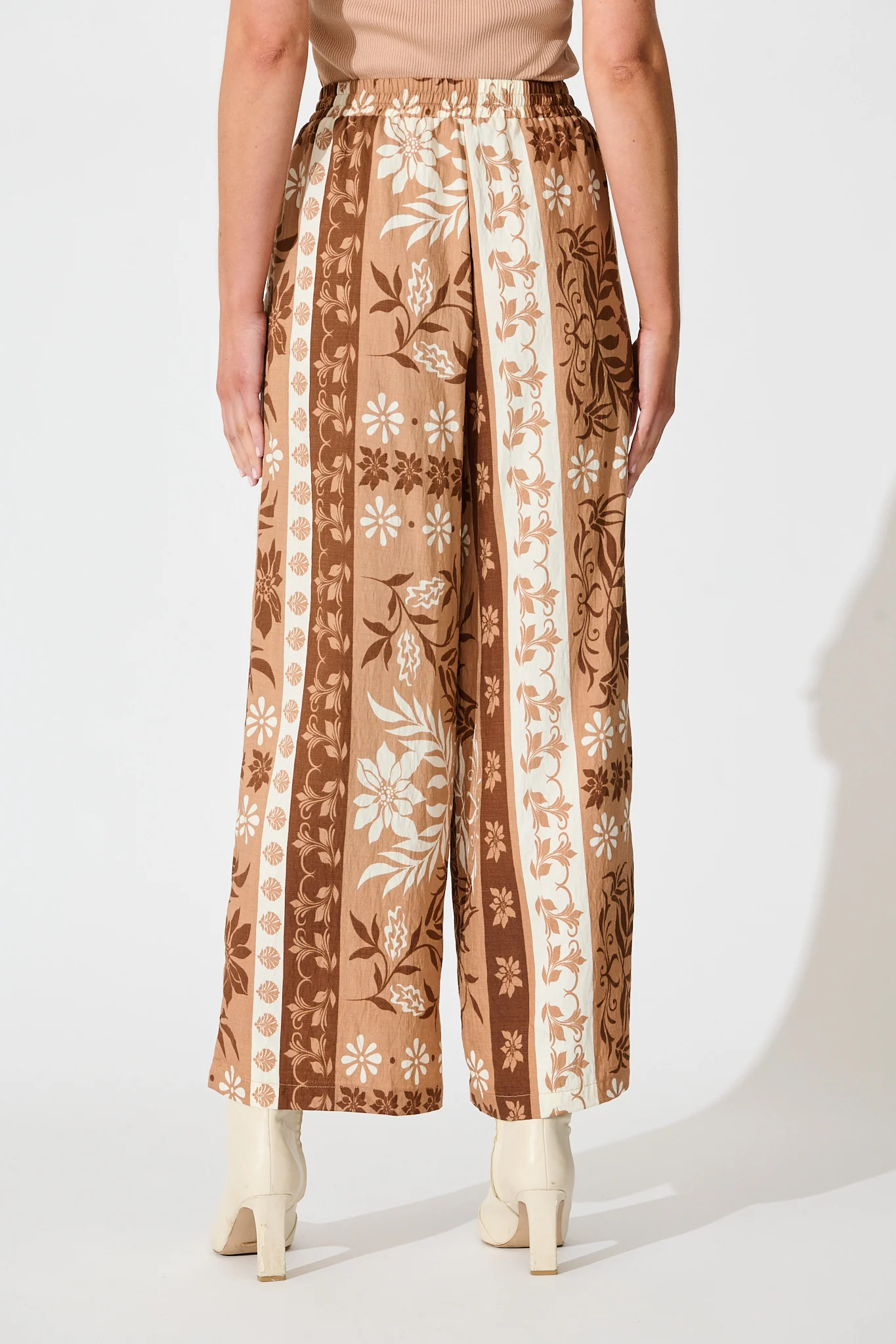 Danbury Pant in Brown and White Print - Image 3