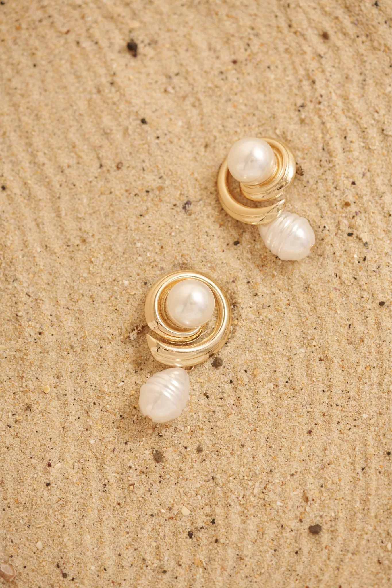 Daniella Drop Earrings in Gold with Pearl - Image 2