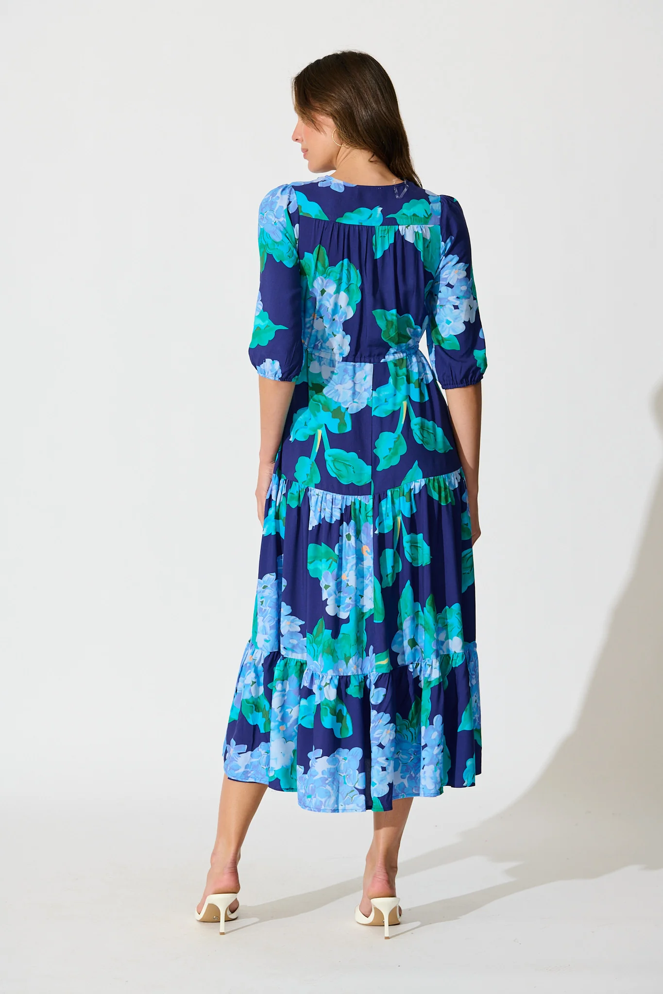 Danielle Midi Dress in Blue Floral - Image 4