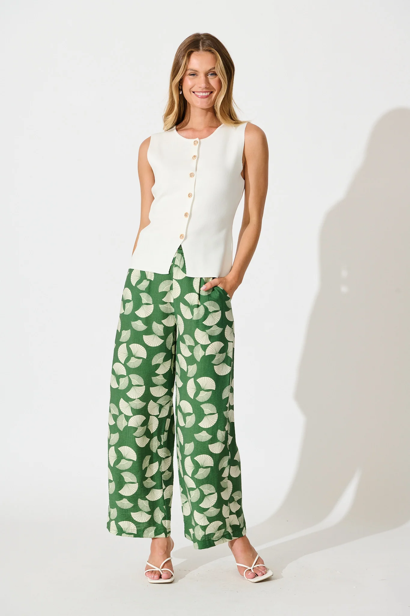 Dante Pant in Green with White Print - Image 4
