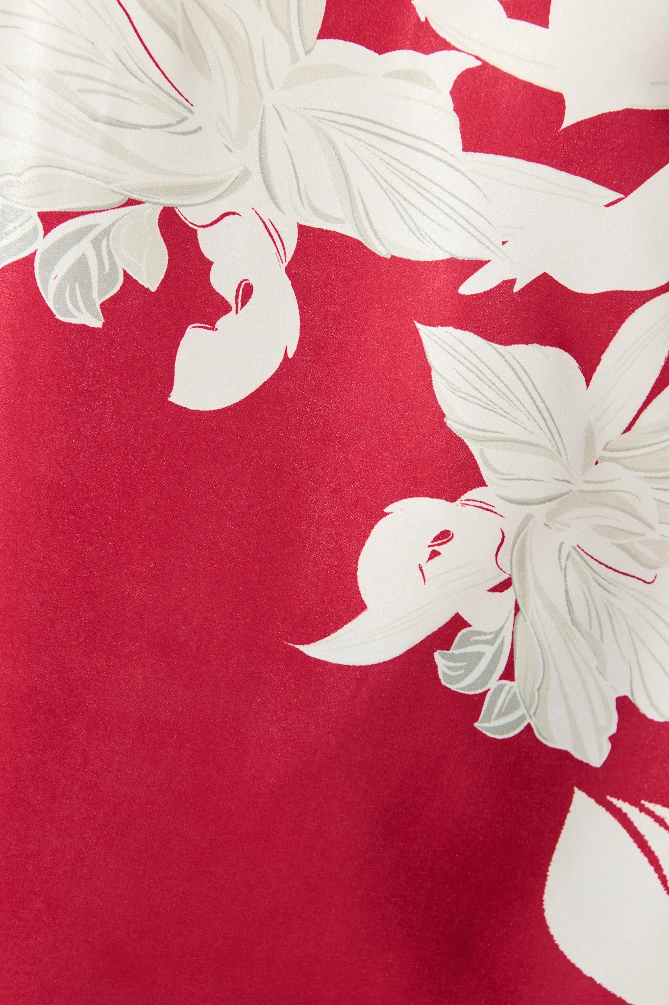 Darcy Off Shoulder Top in Red with White Floral Print Satin - Image 7