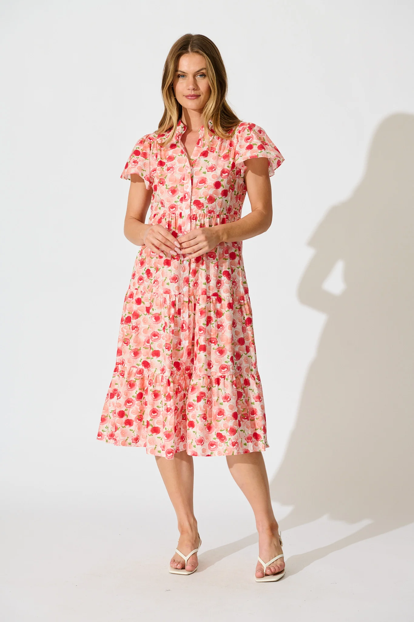 Darya Midi Smock Dress in Bright Multi Floral Cotton
