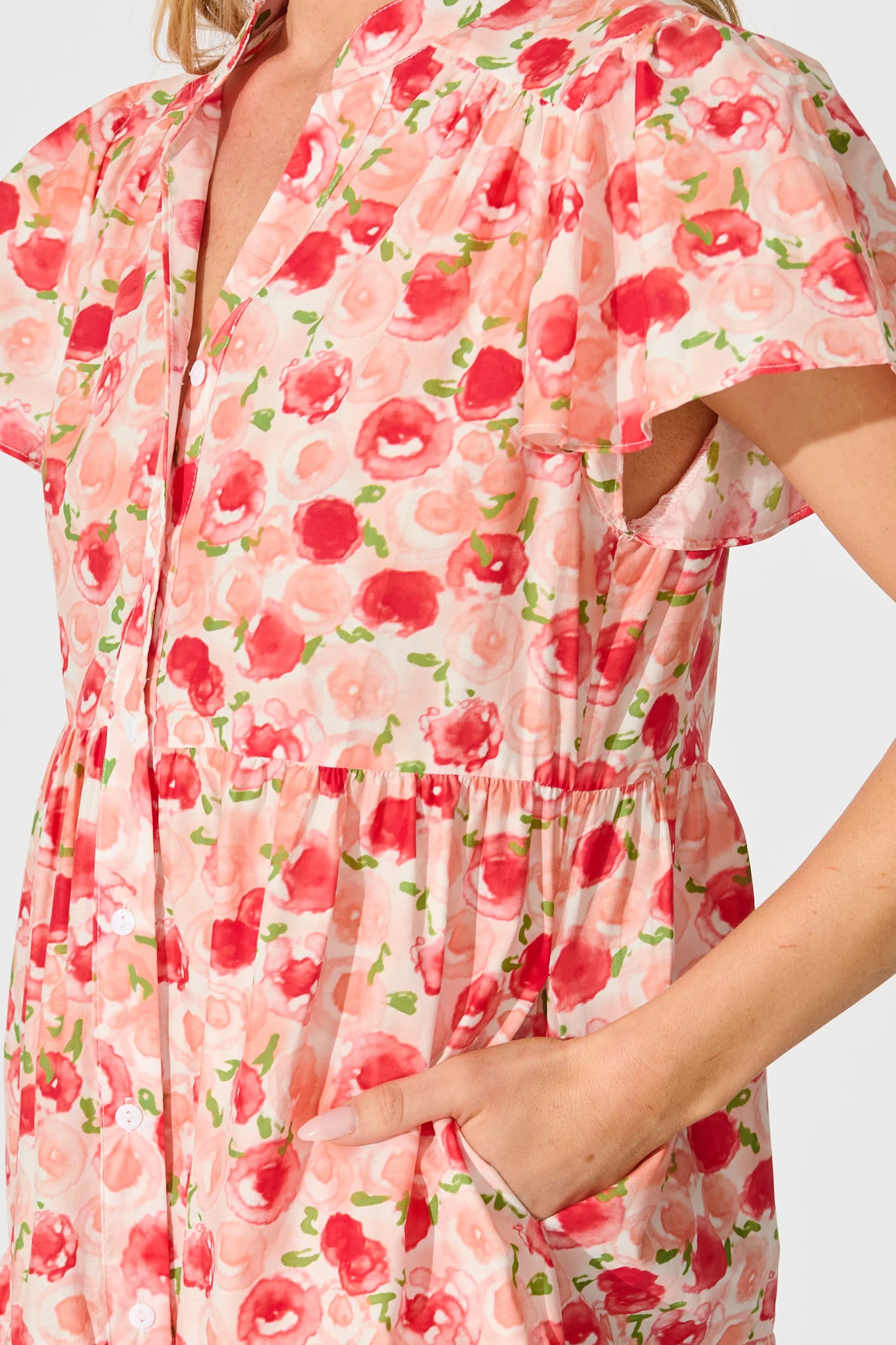 Darya Midi Smock Dress in Bright Multi Floral Cotton - Image 5