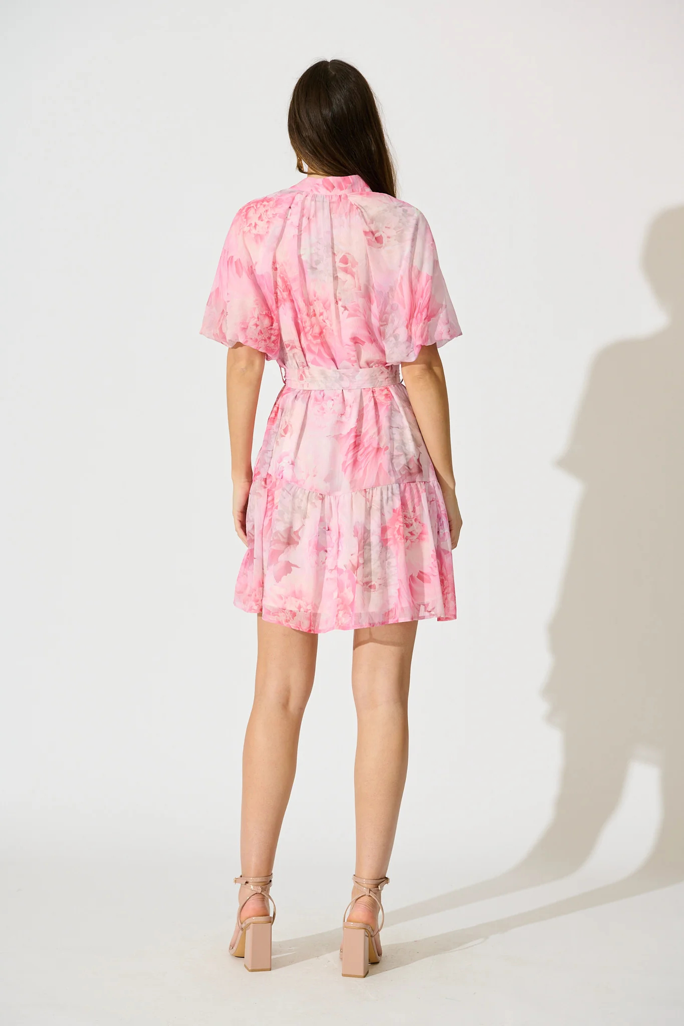 Dawnfall Dress in Pink Floral Chiffon - Image 4