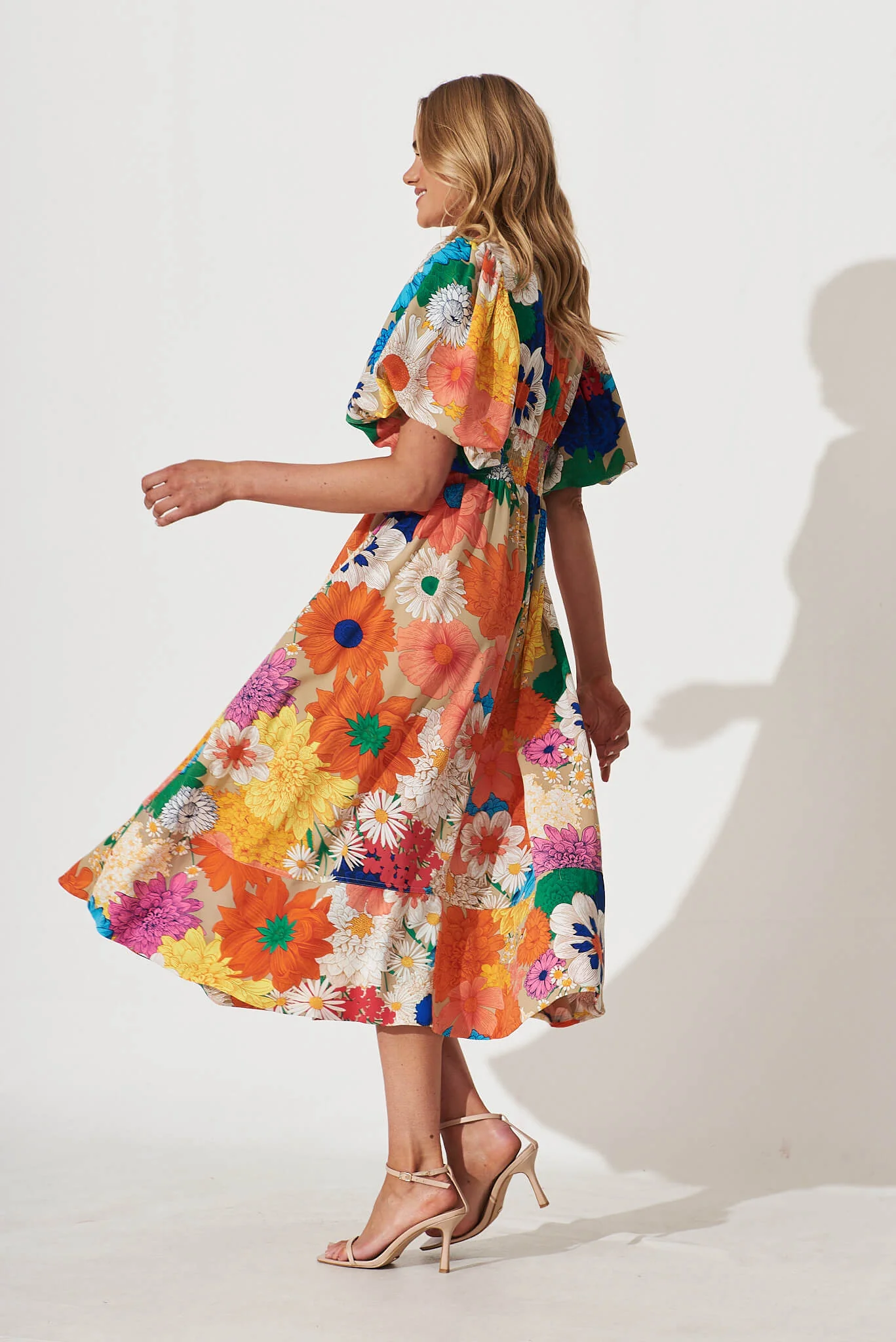 Daydreamer Midi Dress In Bright Multi Floral - Image 3