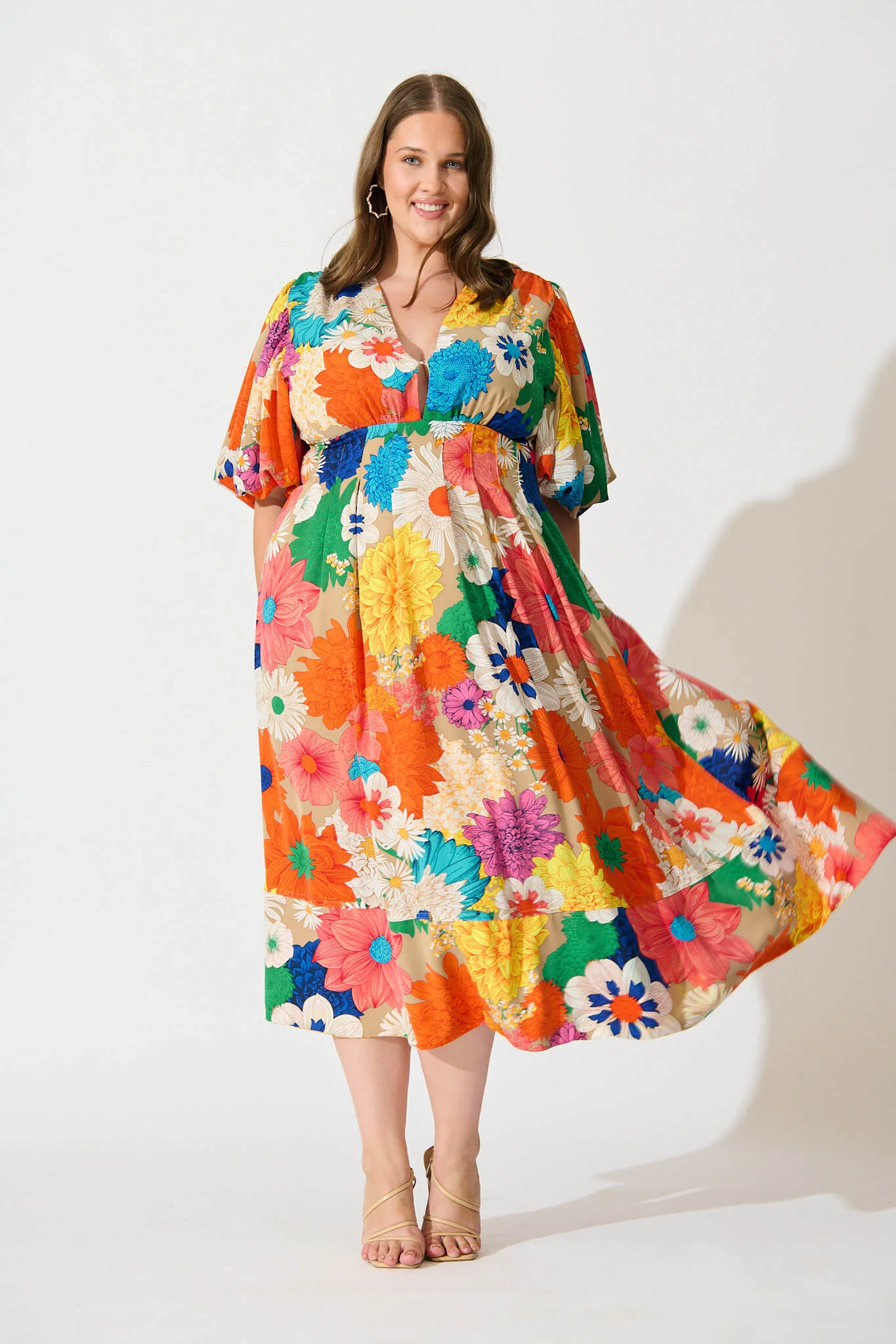 Daydreamer Midi Dress In Bright Multi Floral - Image 6