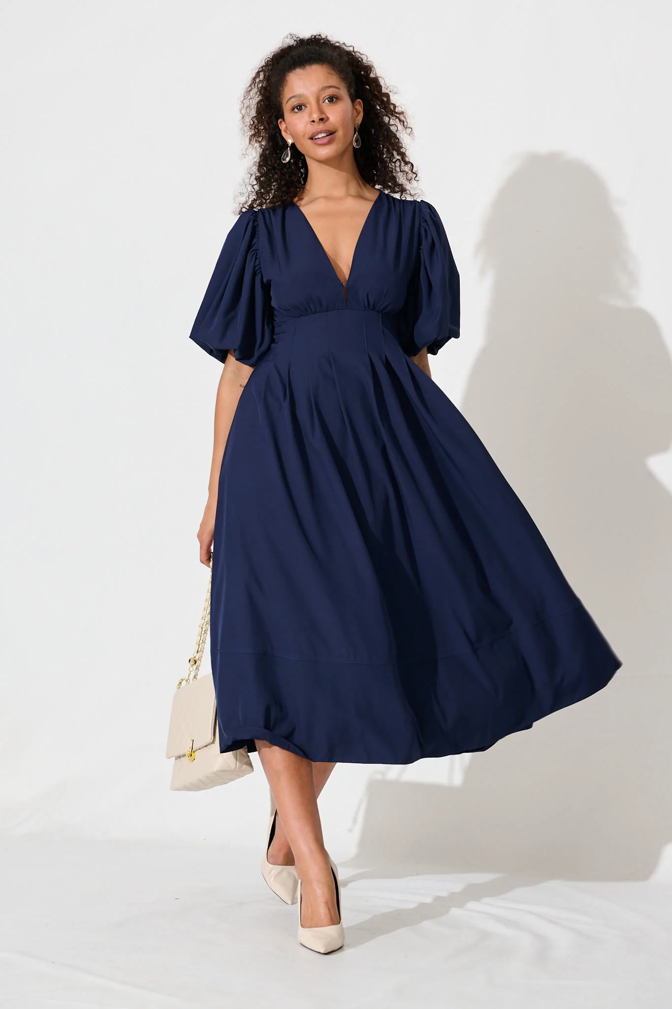 Daydreamer Midi Dress In Navy - Image 11