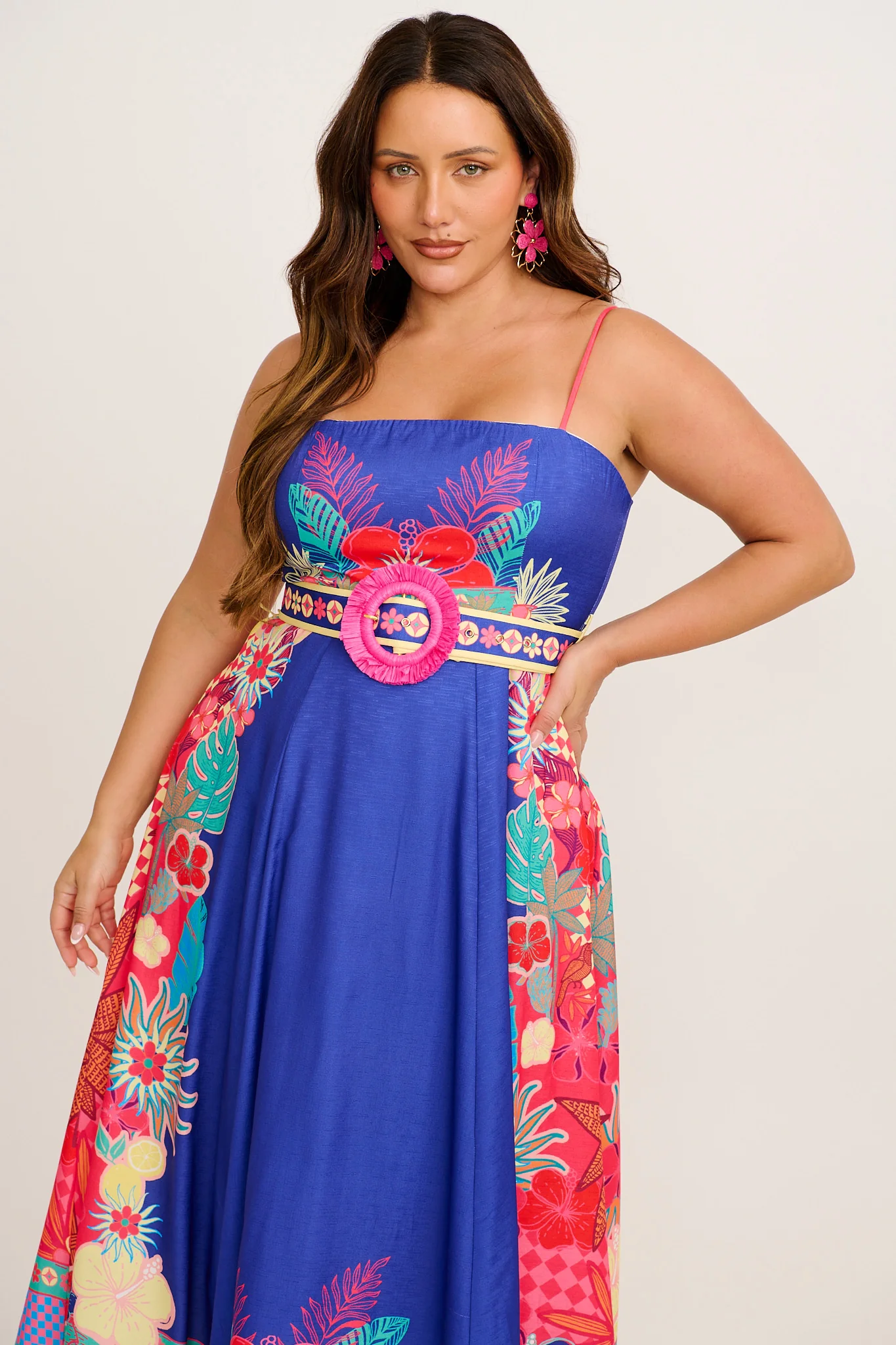 Daylight Dream Maxi Sundress in Blue with Multi Print Linen Blend - Image 10