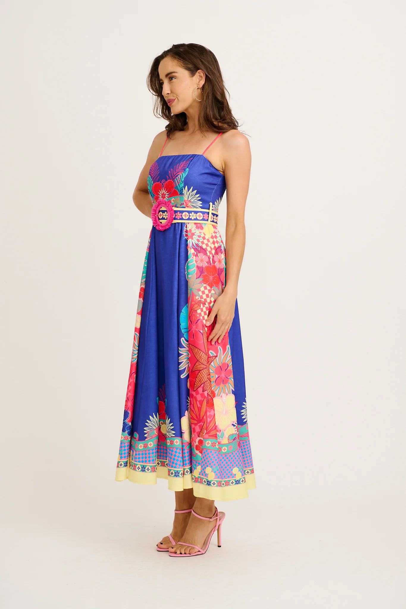 Daylight Dream Maxi Sundress in Blue with Multi Print Linen Blend - Image 8