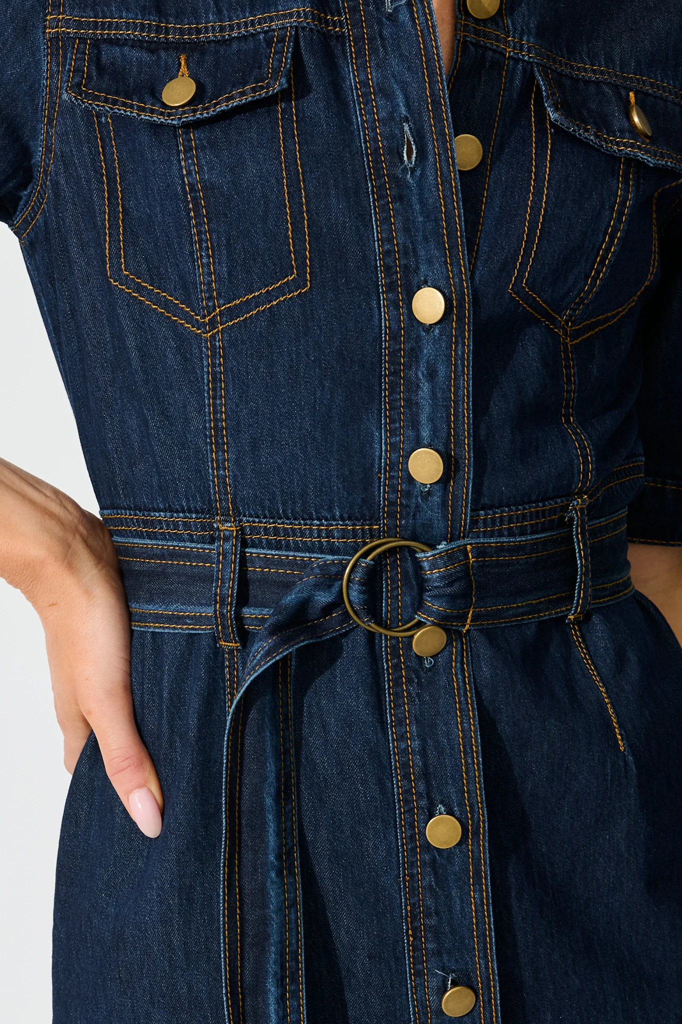 Delara Midi Shirt Dress in Dark Blue Denim - Image 5