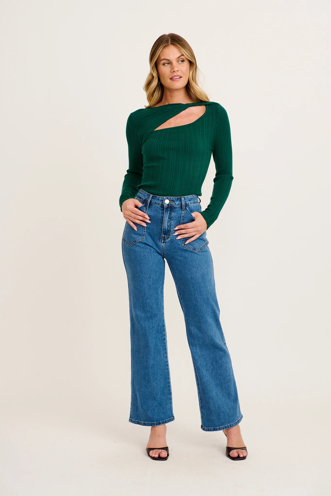 Delaray Knit Top in Emerald - Image 4