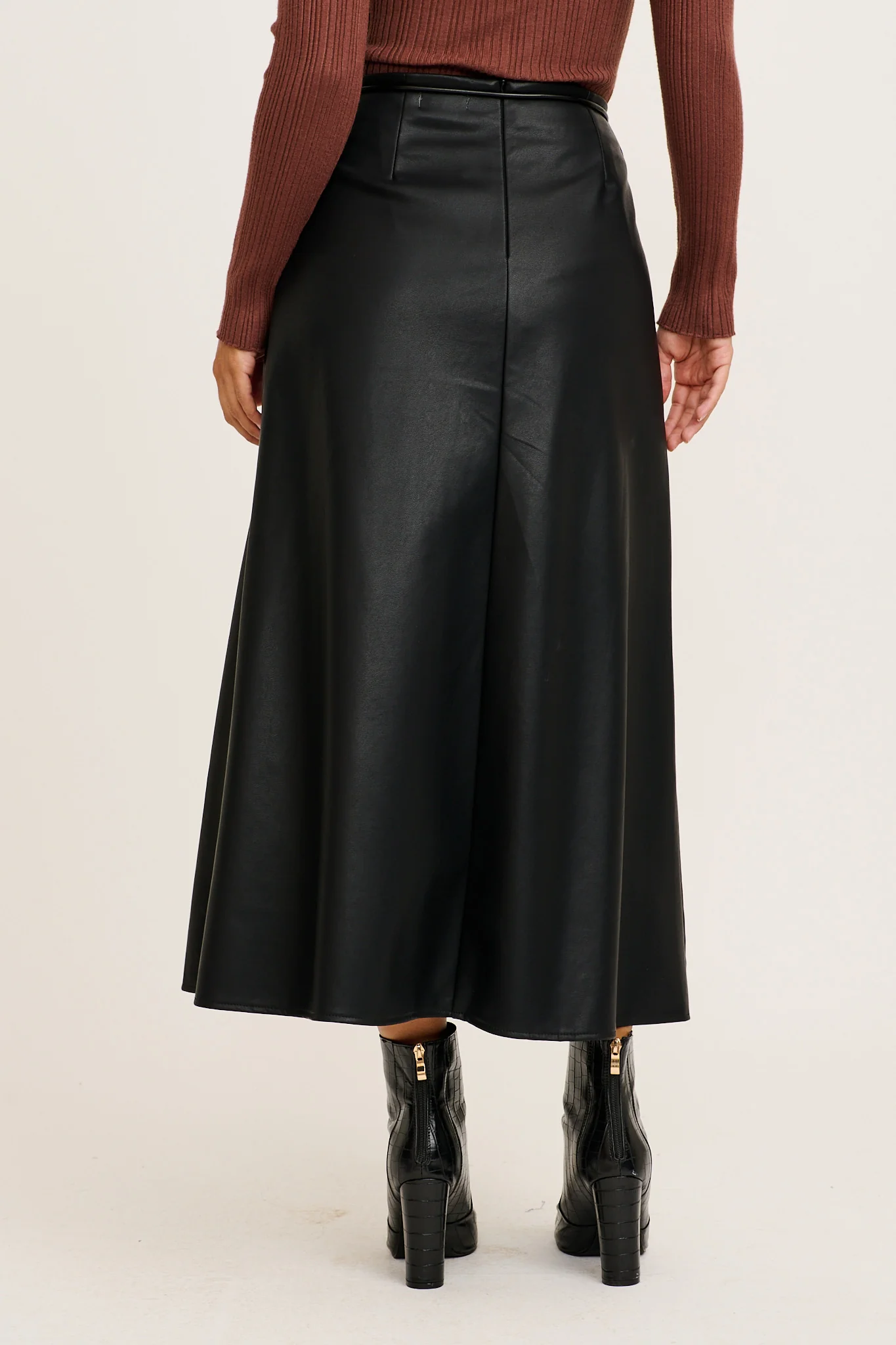 Demi Maxi Skirt in Black Leatherette - Image 3