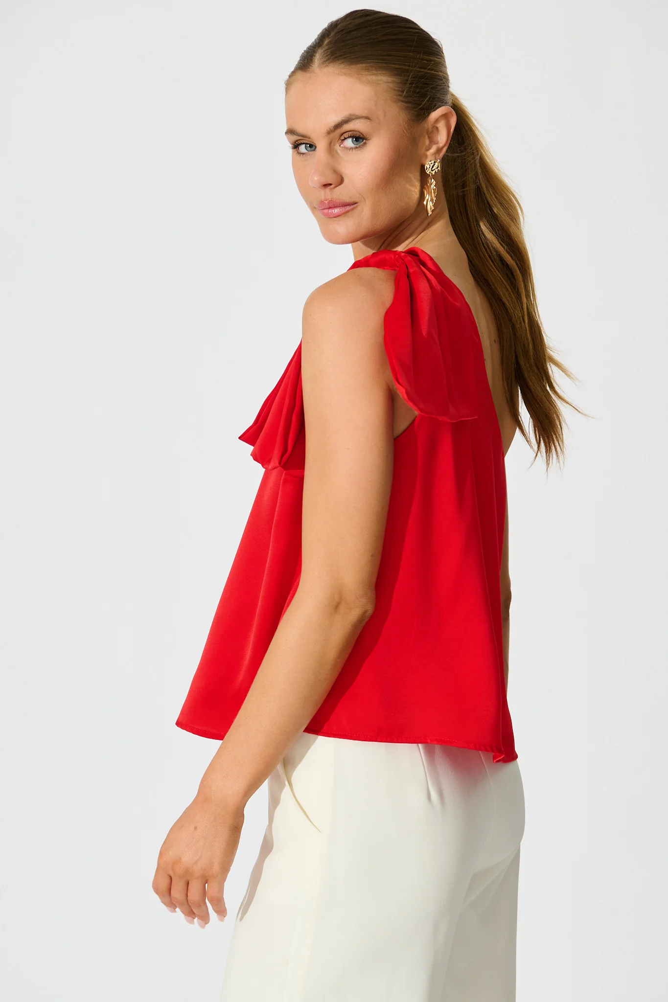 Denzel Top in Red Satin - Image 5