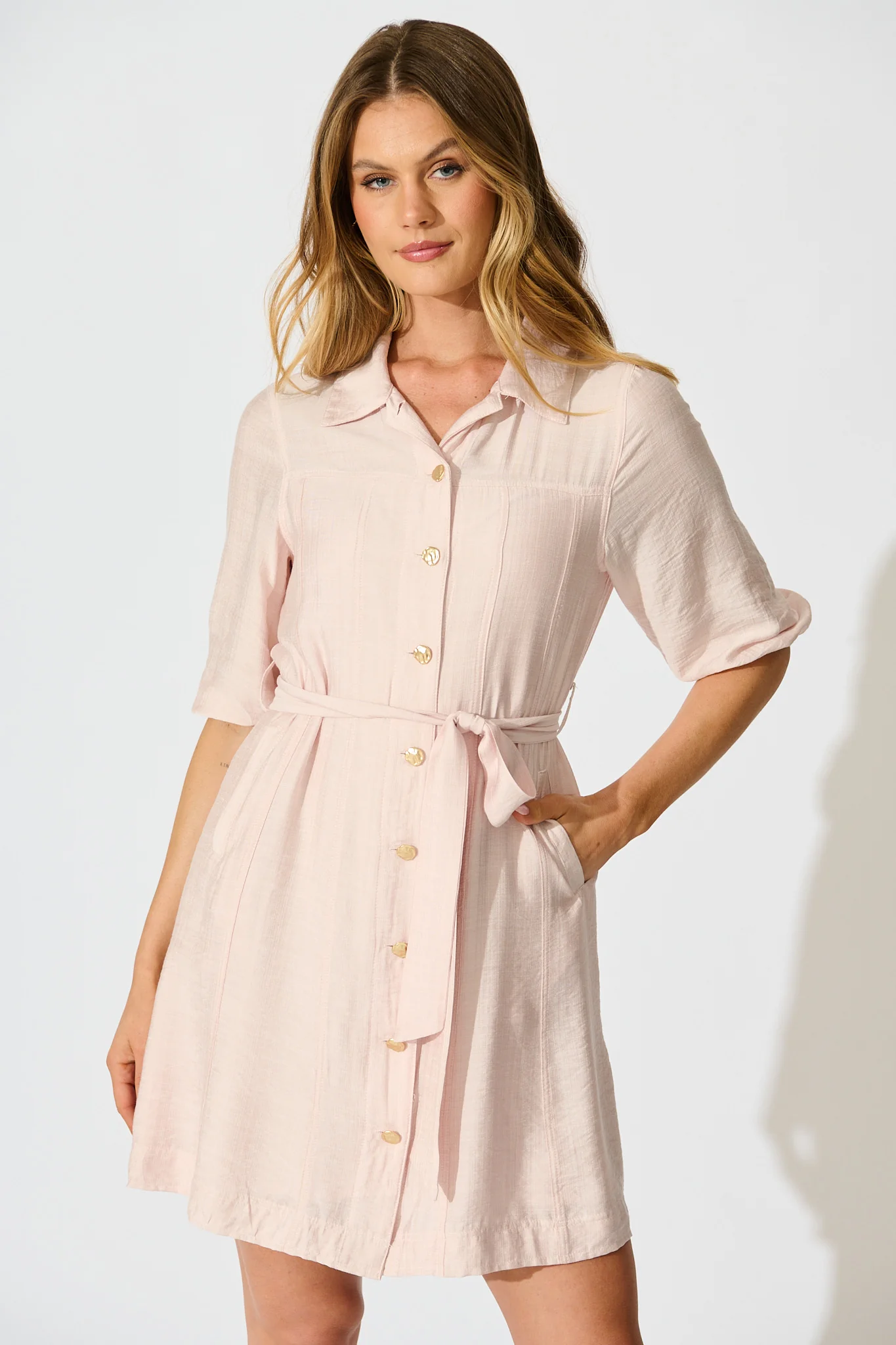 Deriana Shirt Dress in Pink - Image 2