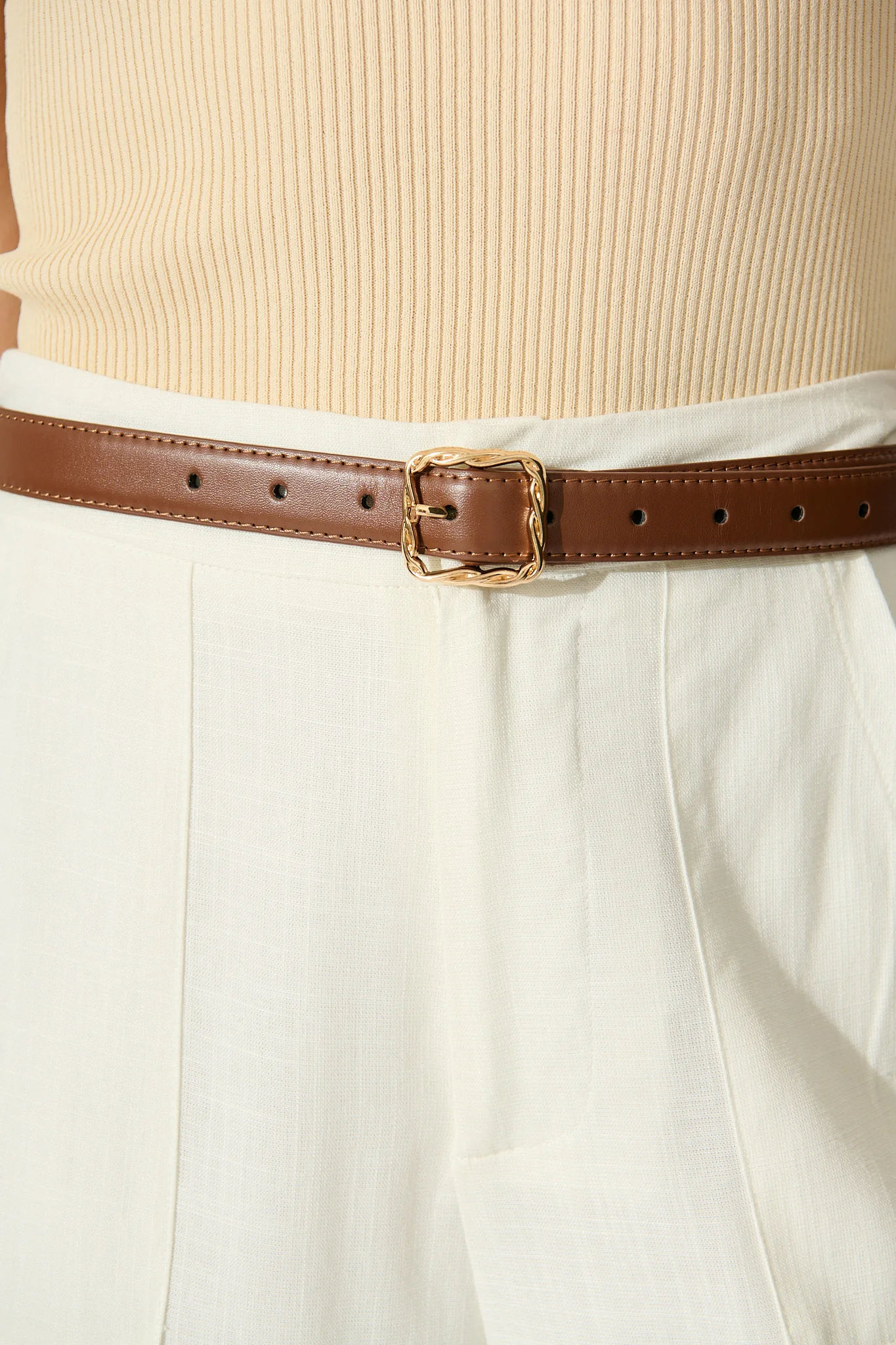 Destiny Belt in Brown PU with Gold Buckle - Image 3