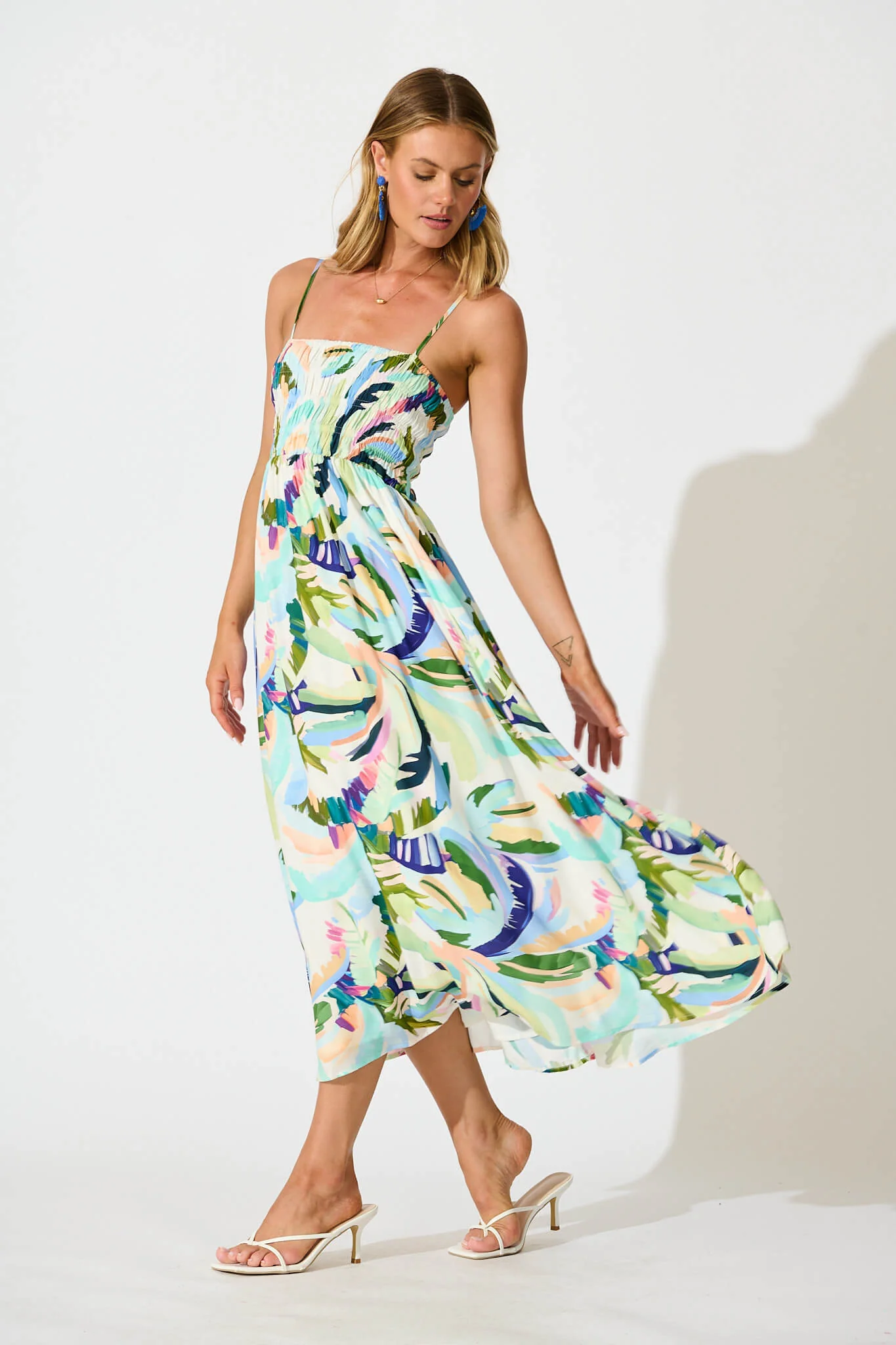 Dillon Maxi Sundress in Multi Green Print - Image 7