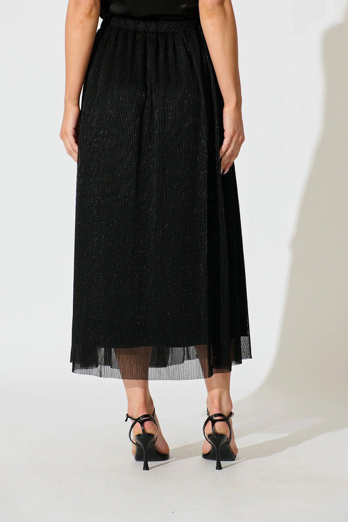Dip and Dusk Maxi Skirt in Black Lurex Chiffon - Image 3