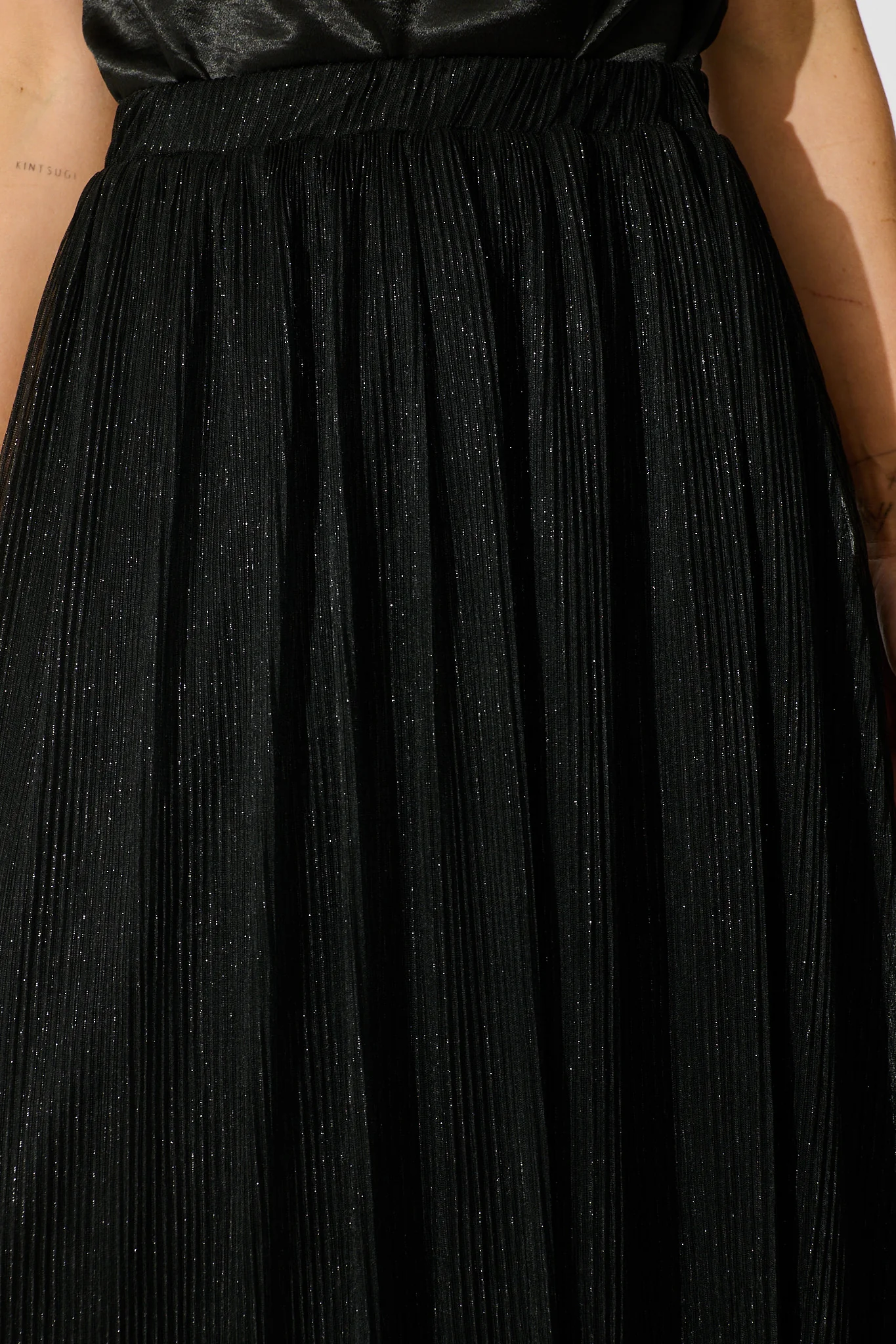 Dip and Dusk Maxi Skirt in Black Lurex Chiffon - Image 5