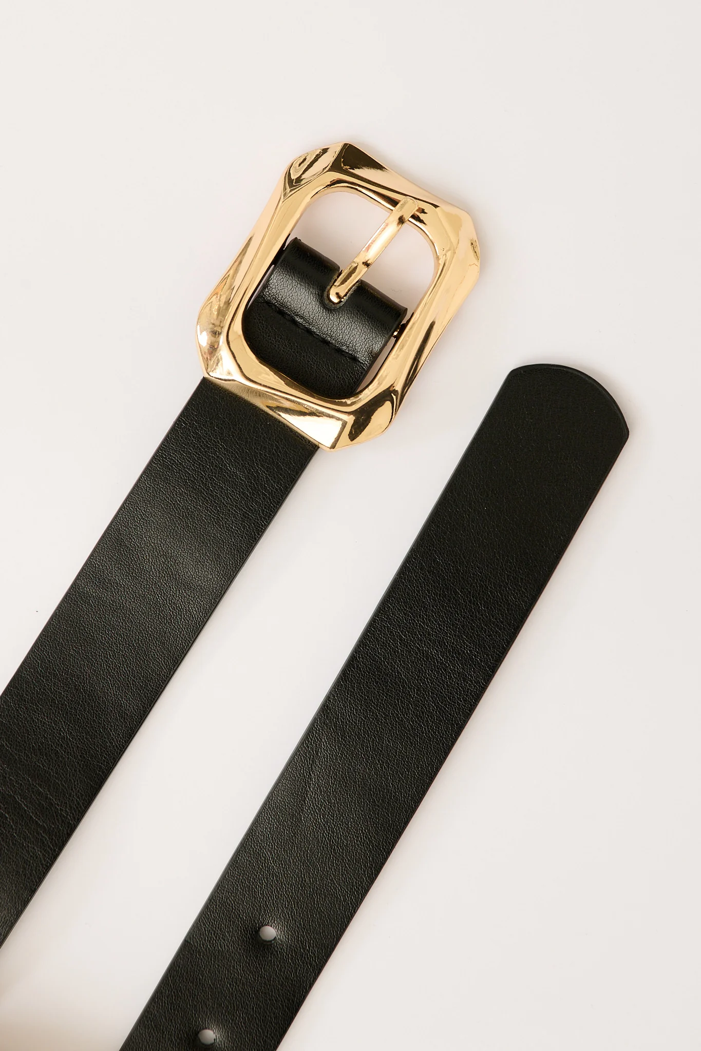 Dita Belt in Black with Gold Textured Buckle