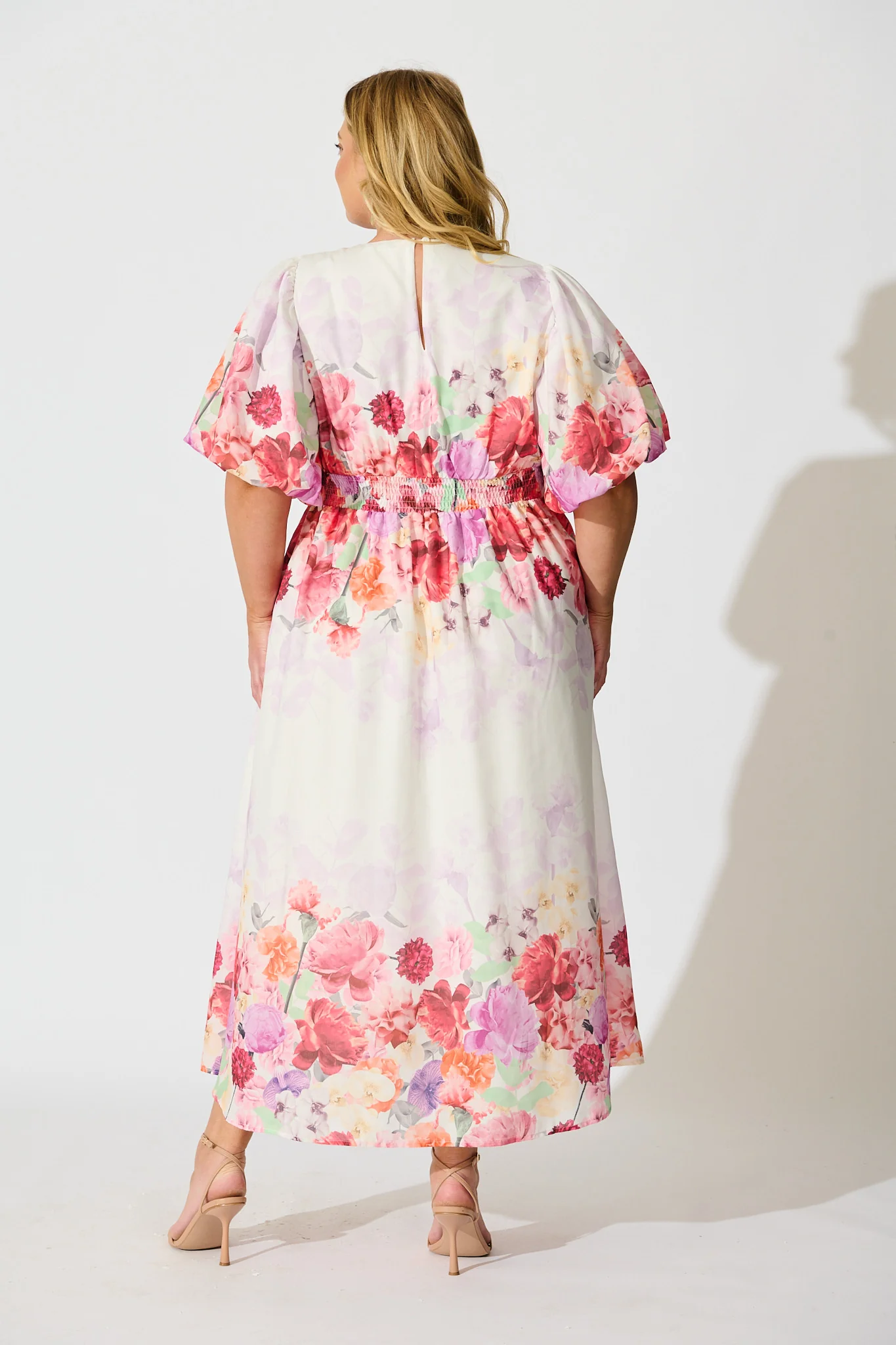 Divine Maxi Dress In White With Pink Multi Floral Print - Image 9