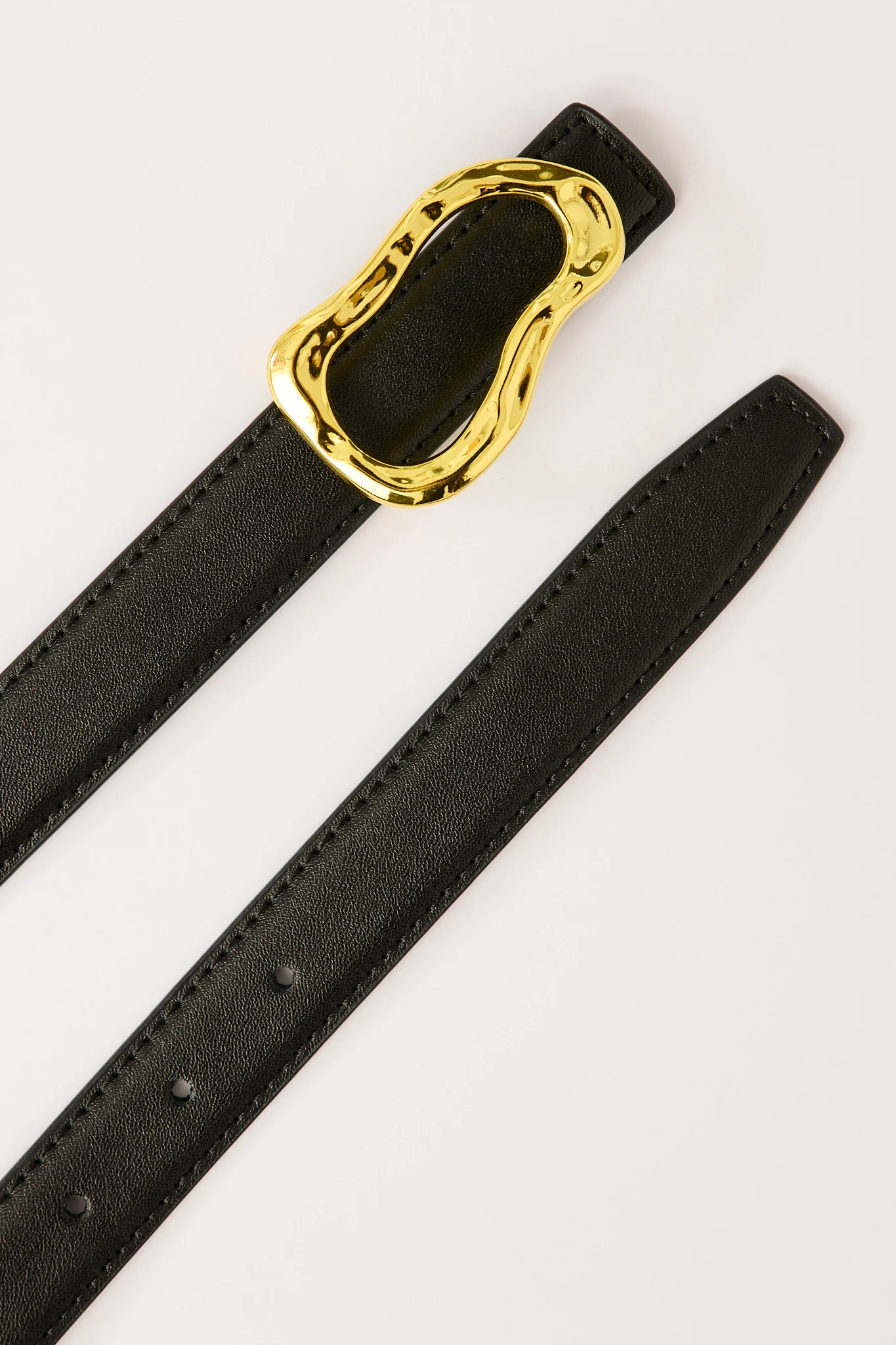 Donita Belt in Black with Gold Irregular Buckle