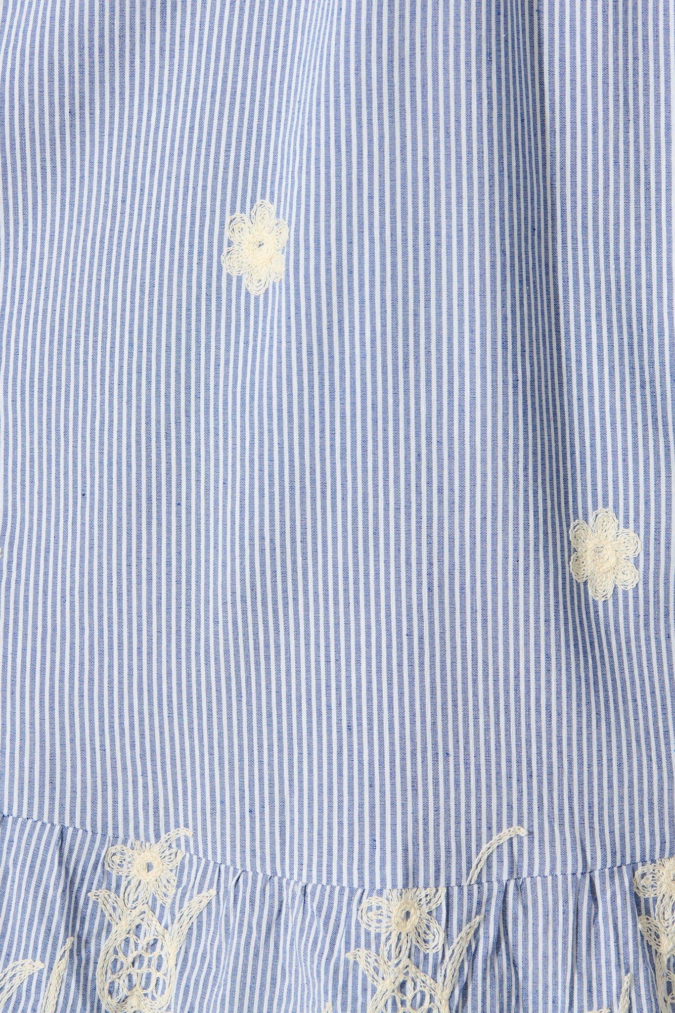 Dorah Midi Sundress in Blue Stripe with Floral Embroidery Cotton - Image 6