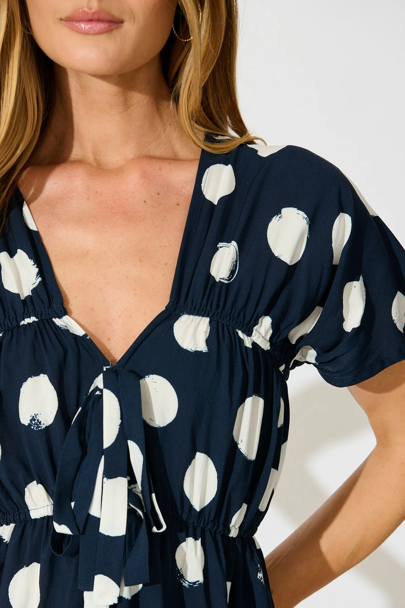 Dotted Rhythm Top in Navy with White Spot - Image 5