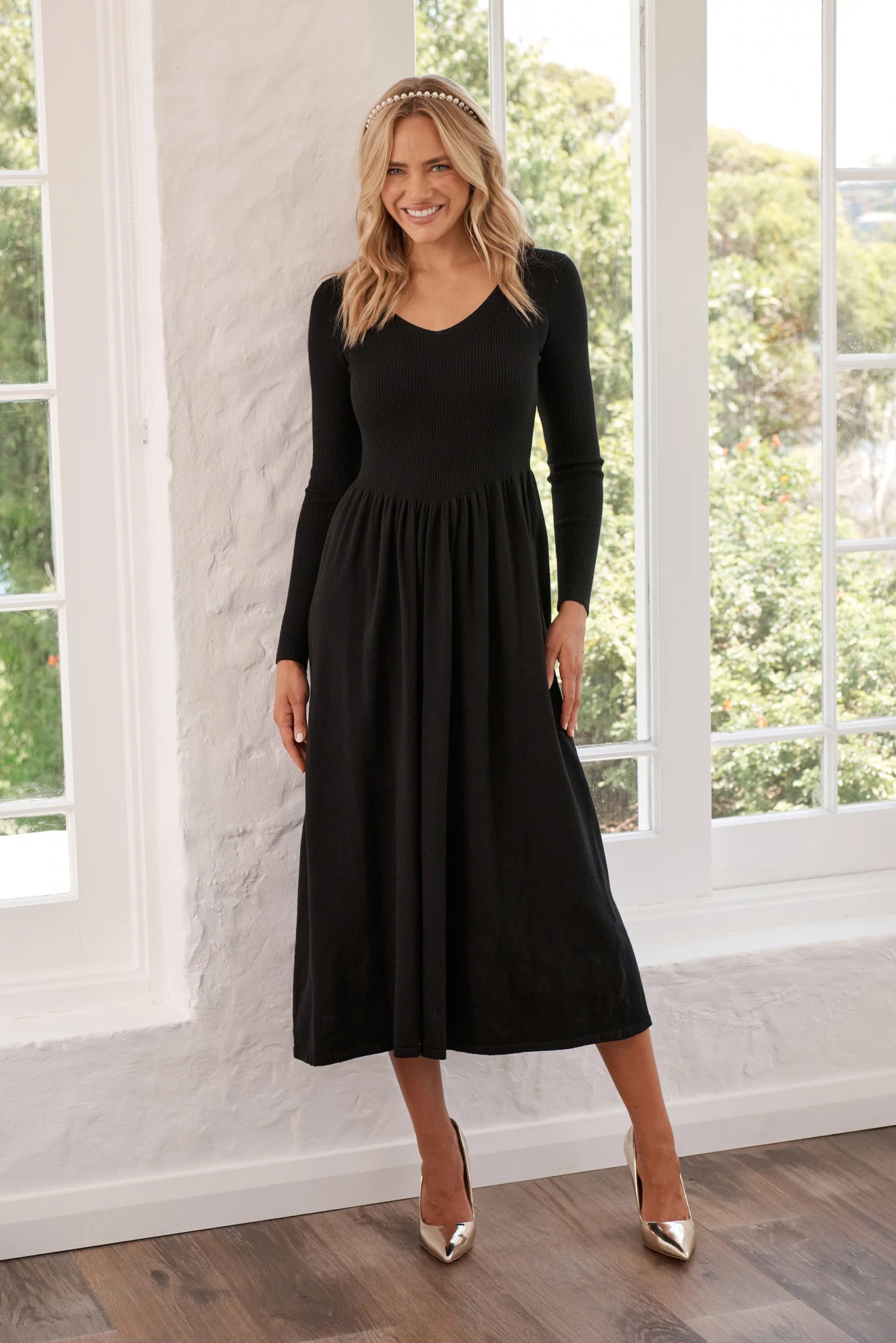 Dove Midi Knit Dress in Black - Image 5