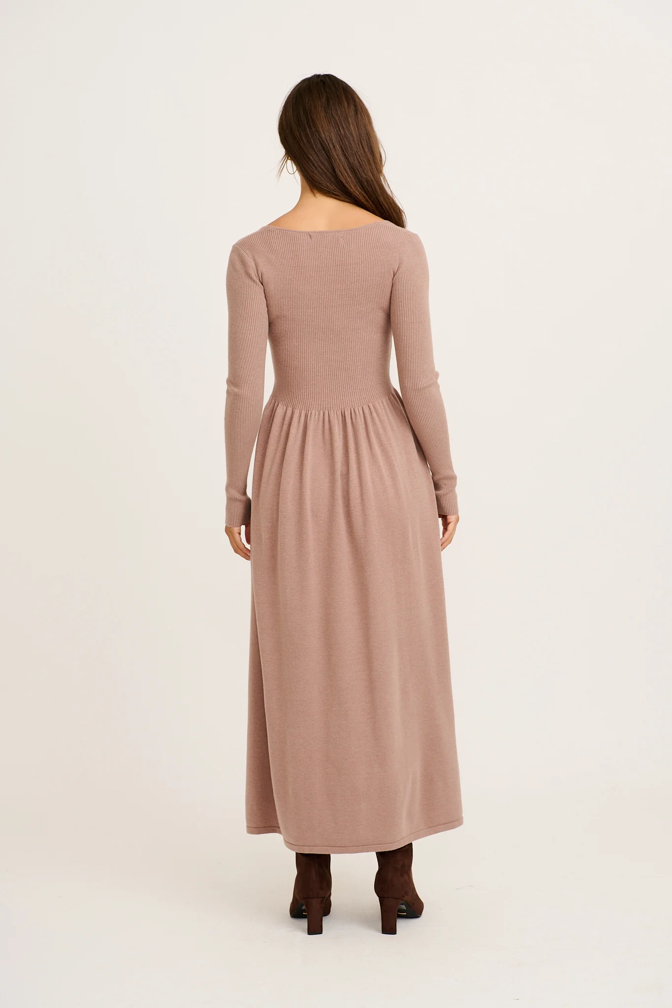 Dove Midi Knit Dress in Taupe - Image 9