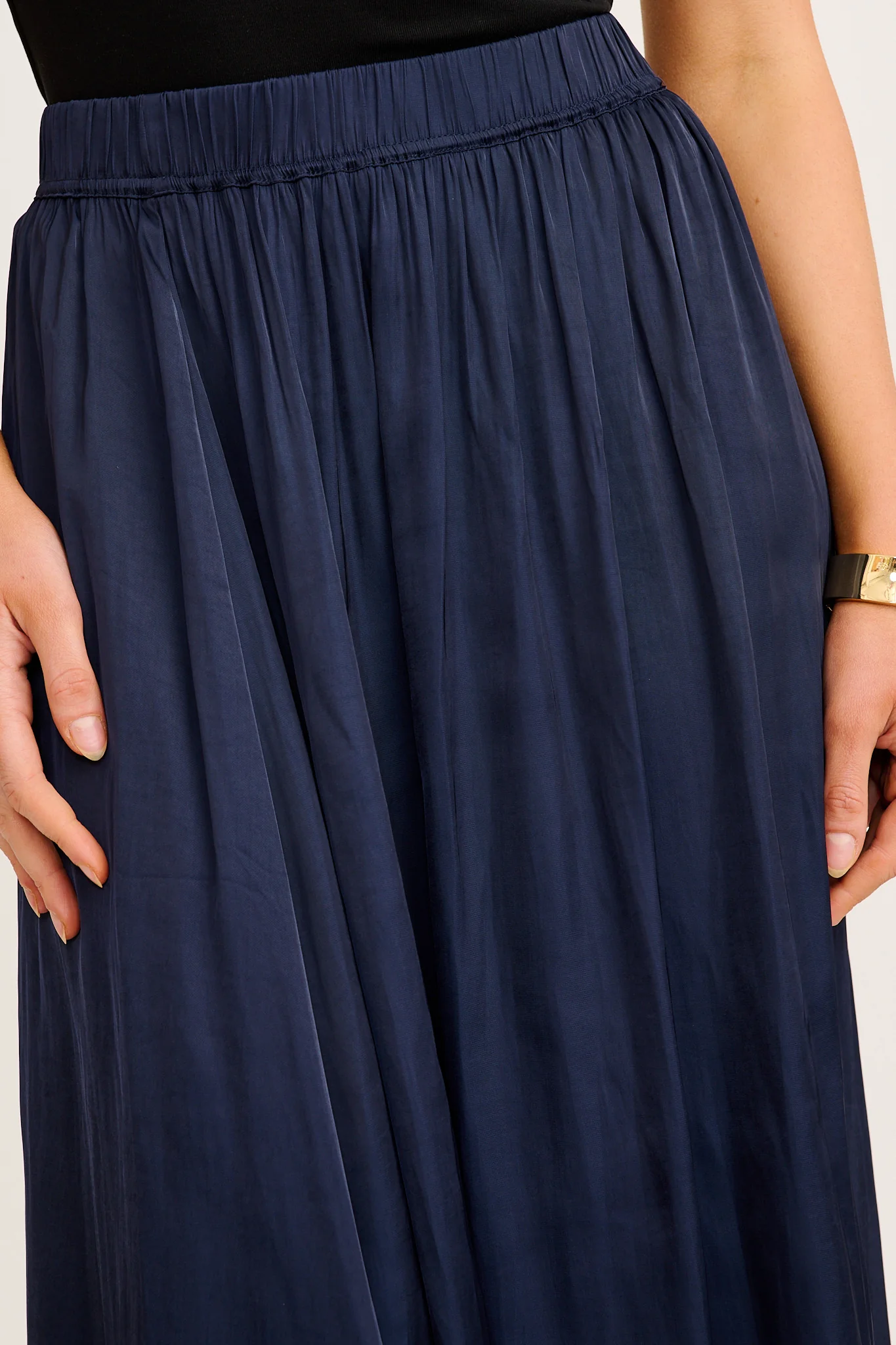 Dream Luxe Maxi Skirt in Navy Satin - Image 6