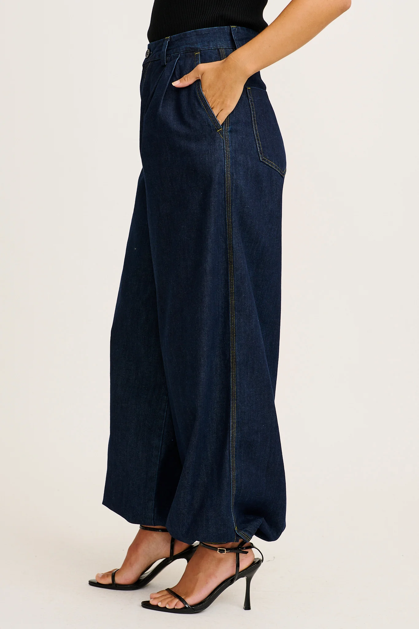 Drew Balloon Pant in Indigo Denim - Image 6