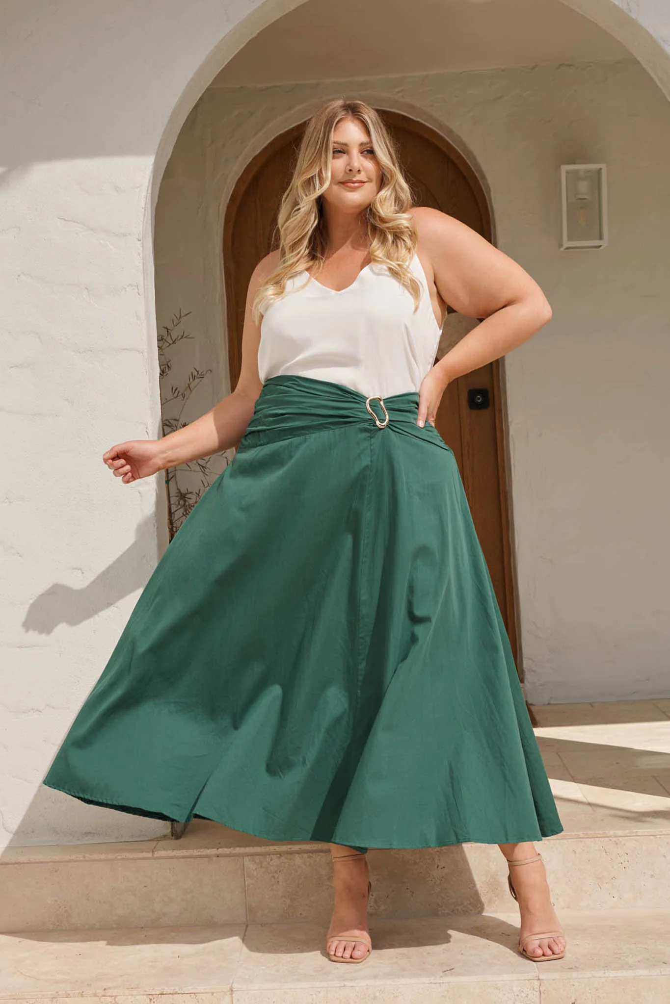 Dusk to Dawn Maxi Skirt in Emerald Cotton