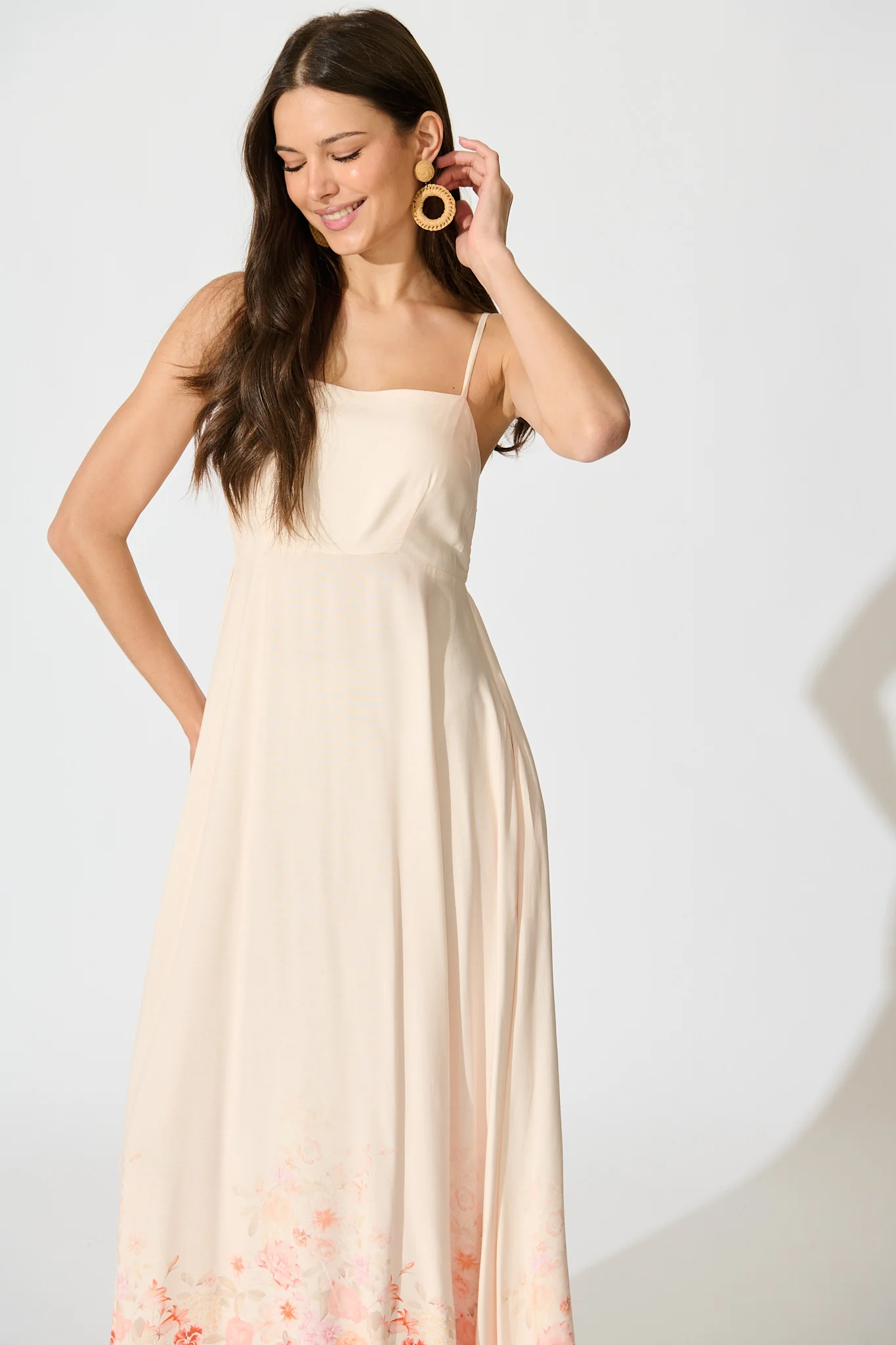 Dusky Petals Maxi Sundress in Pink with Floral Print - Image 2