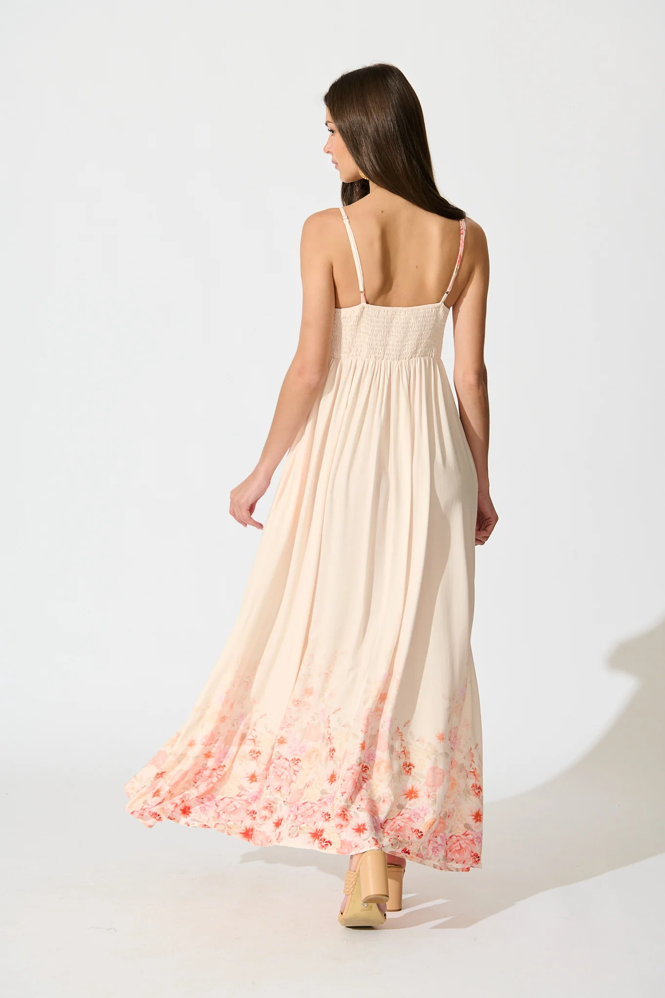 Dusky Petals Maxi Sundress in Pink with Floral Print - Image 4