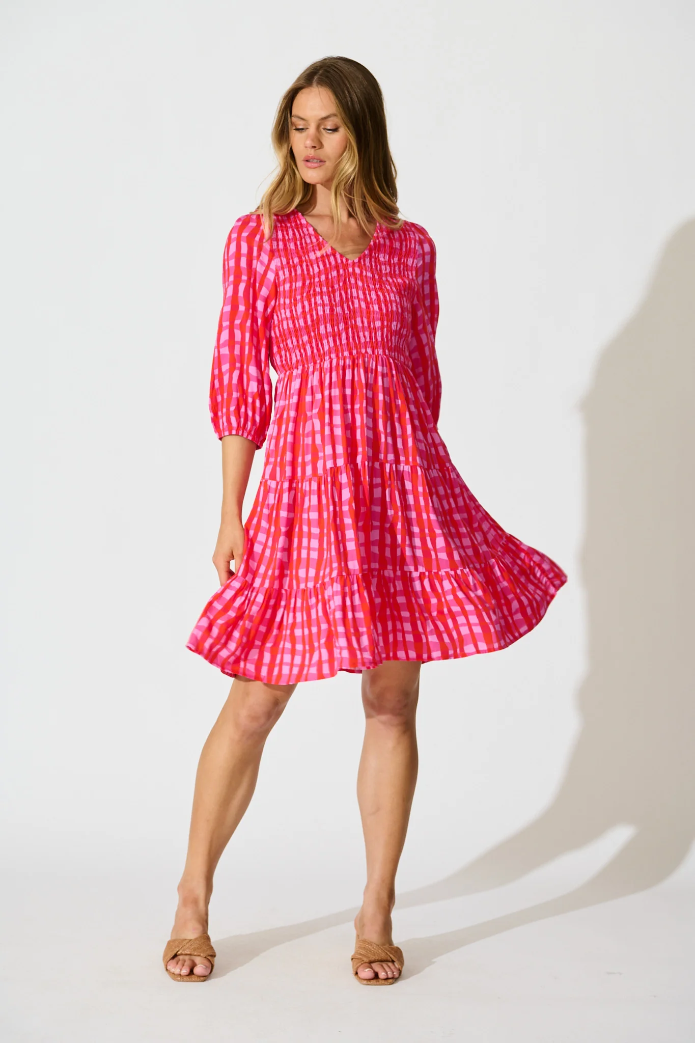 Echo Dress in Multi Pink Gingham