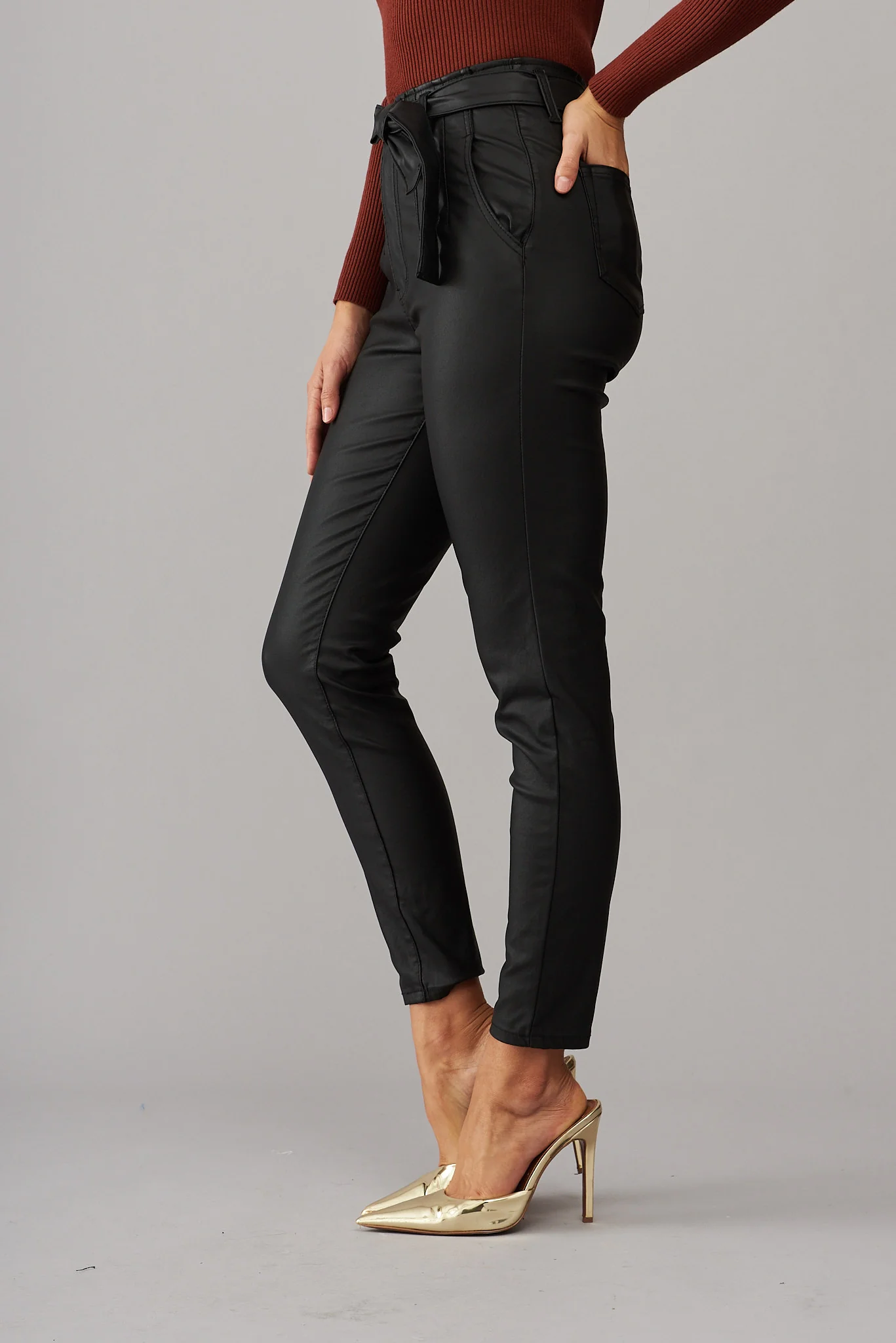 Eclipse Leatherette Pants in Black - Image 5
