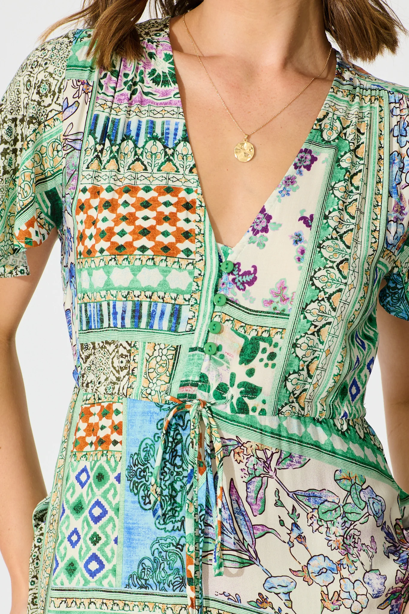 Edda Maxi Dress in Green Multi Patchwork - Image 5